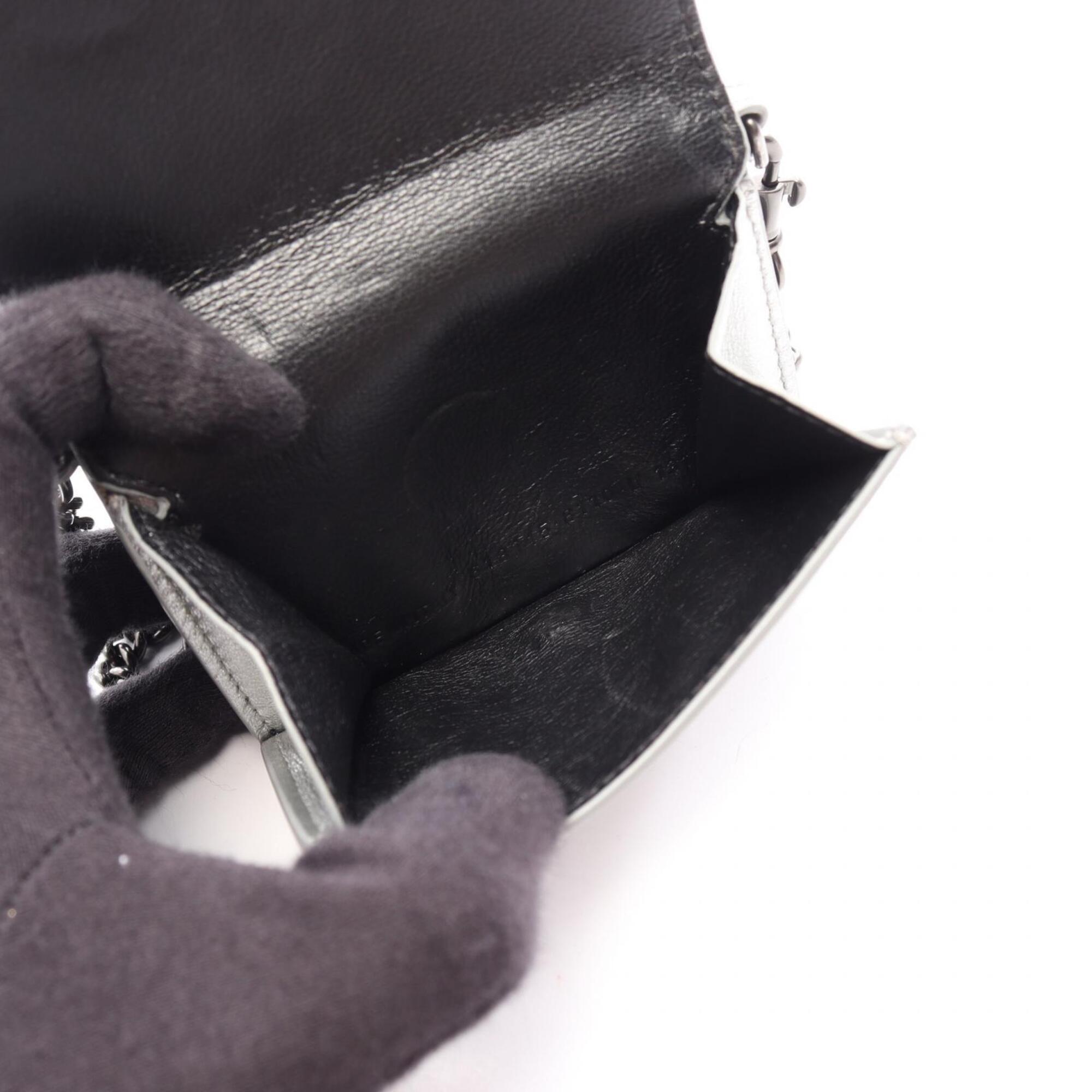 Balenciaga Silver Leather Chain/Shoulder Wallet (Pre-Owned)