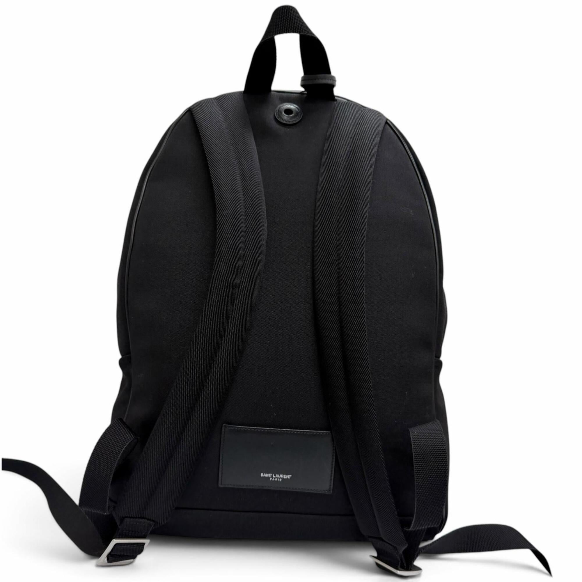 Saint Laurent Black Canvas Leather Backpack (Pre-Owned)