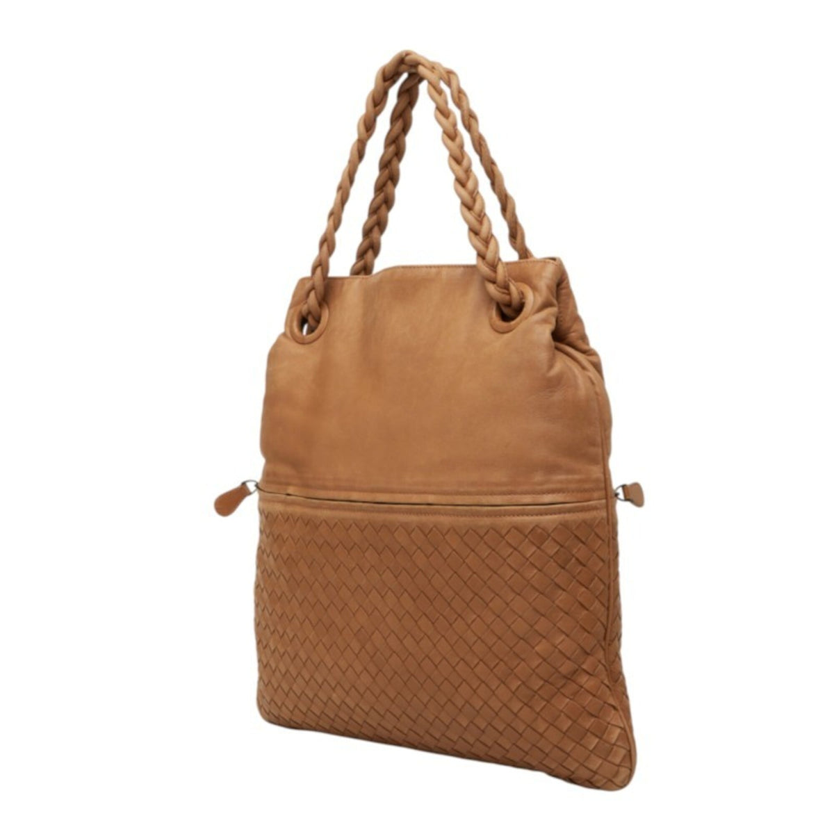 Bottega Veneta Intrecciato Brown Leather Handbag Tote Bag (Pre-Owned)