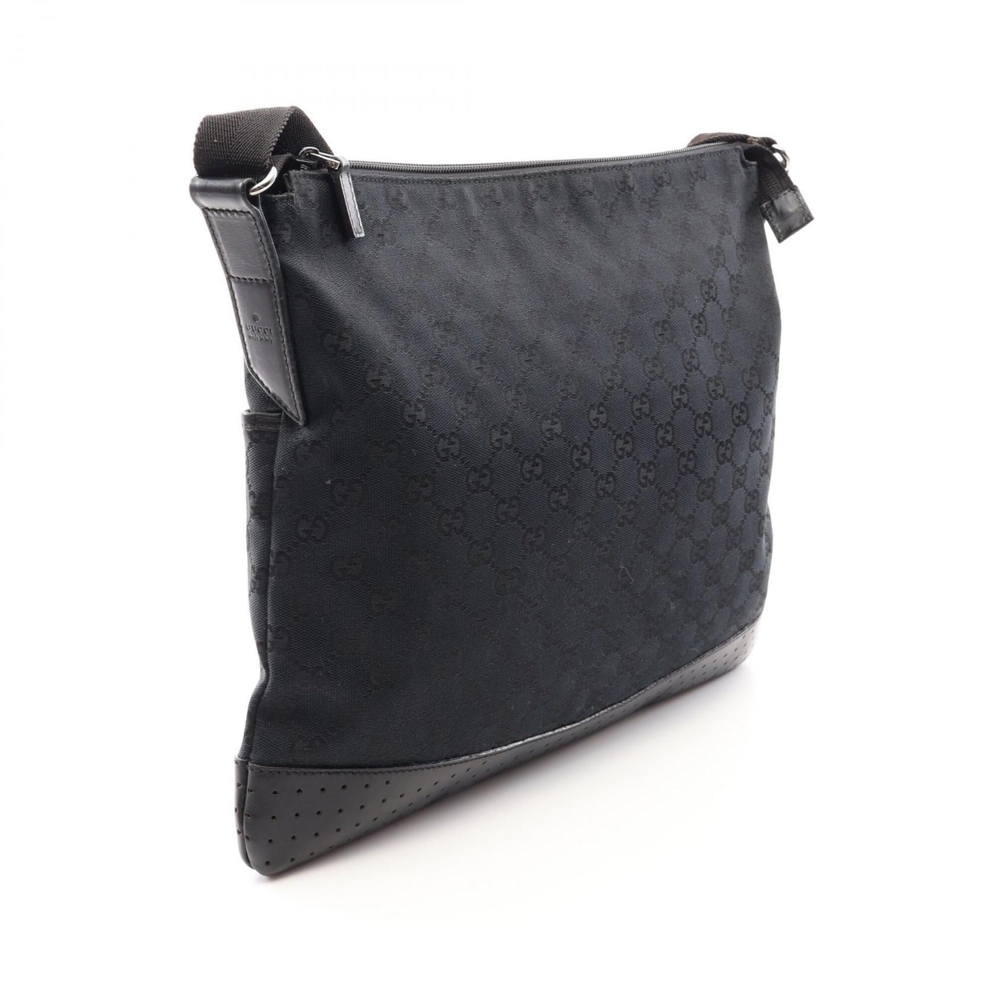 Gucci Black Canvas Leather Handbag Shoulder Bag (Pre-Owned)