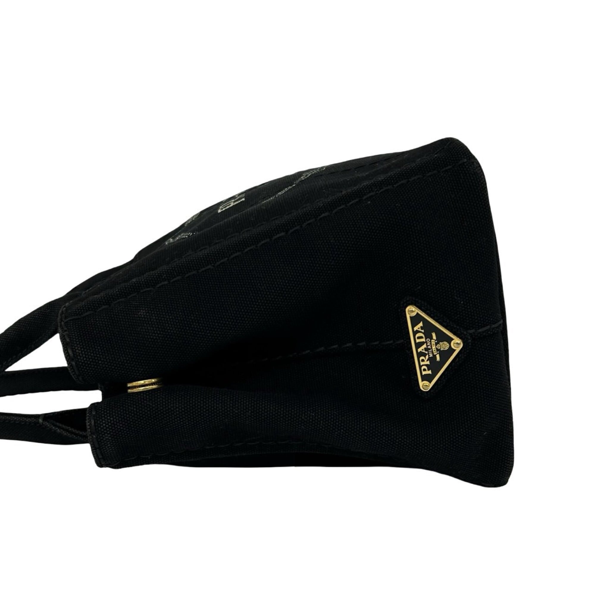 Prada Black Canvas Handbag Shoulder Bag Tote Bag (Pre-Owned)