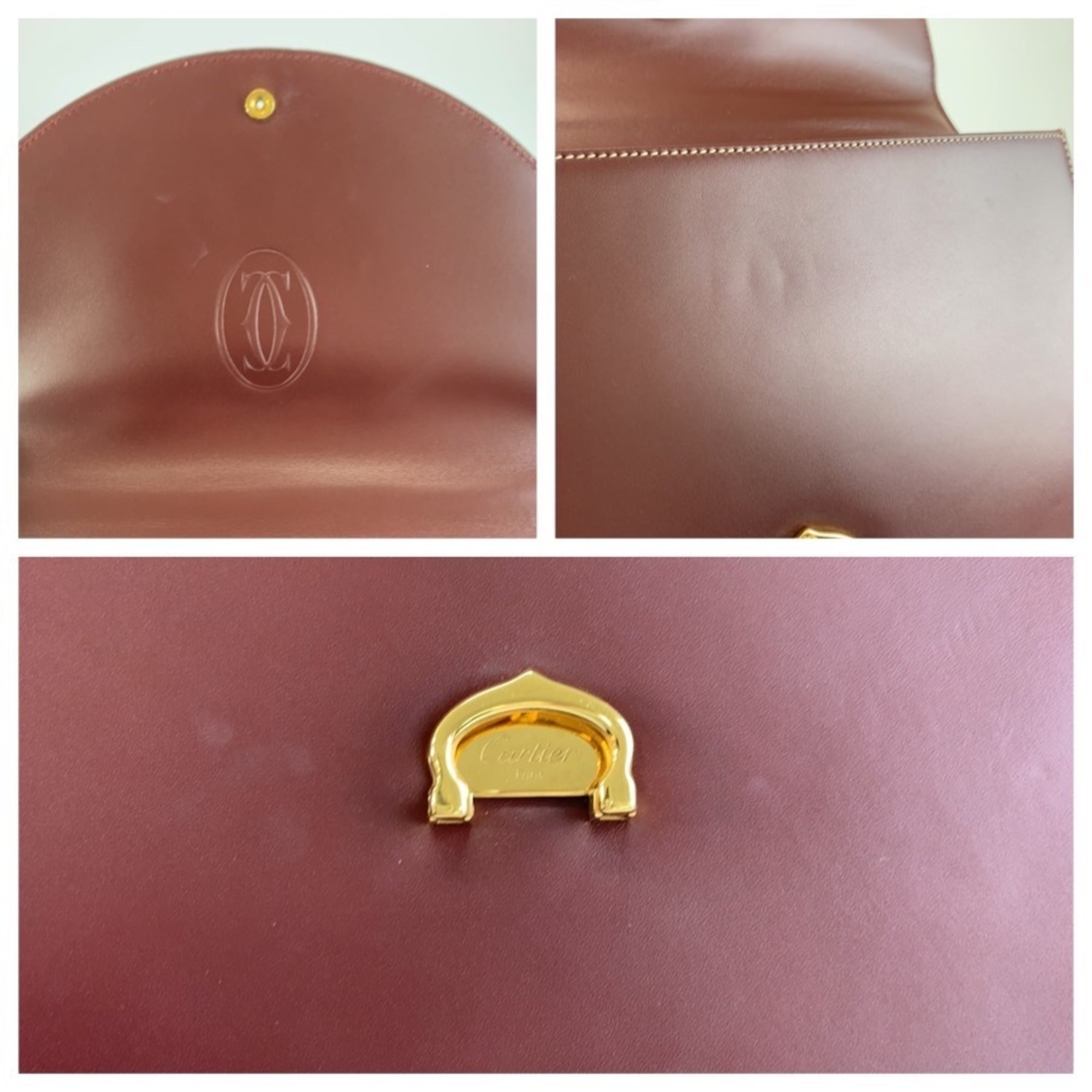 Cartier Bordeaux Leather Handbag (Pre-Owned)