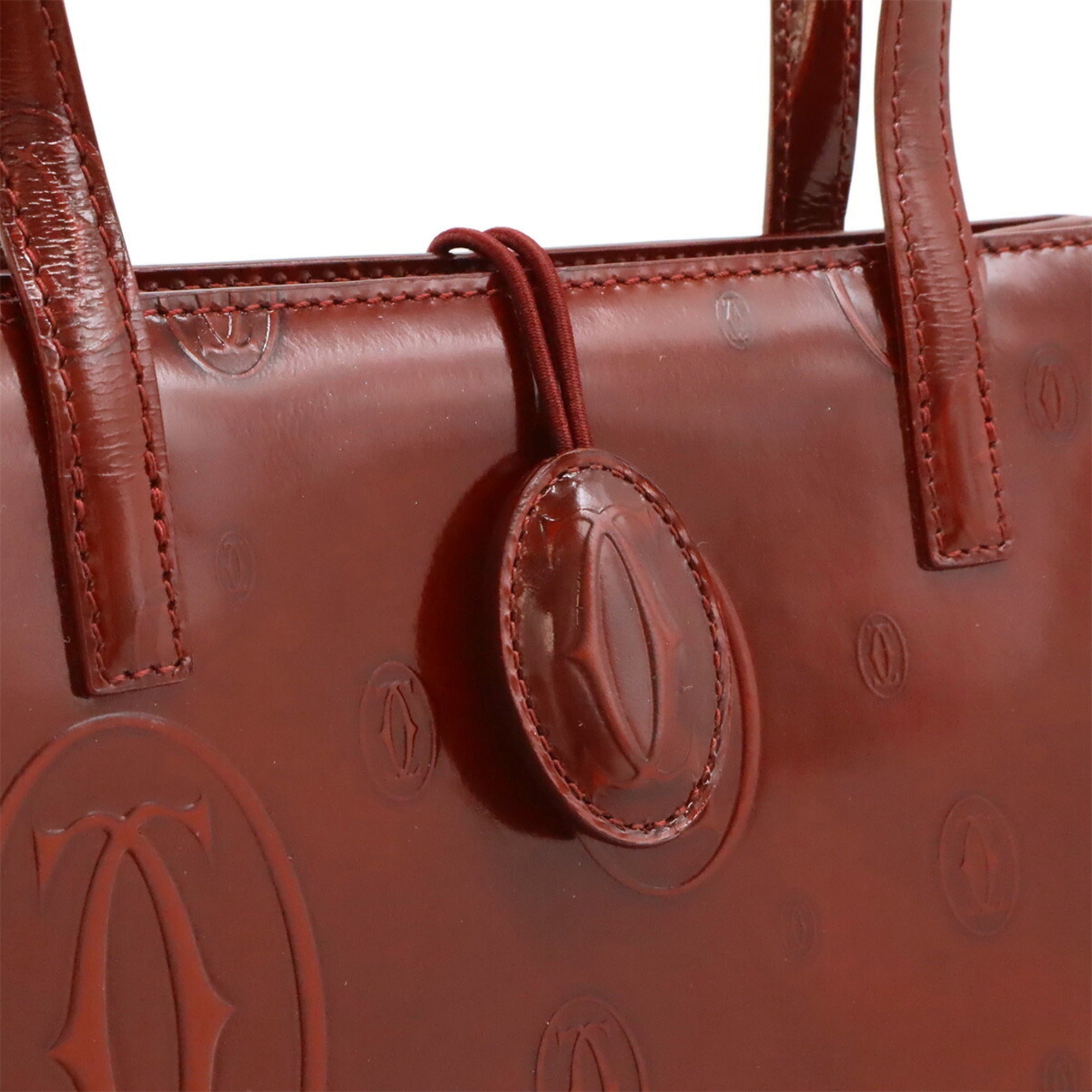 Cartier Happy Birthday Bordeaux Leather Handbag Tote Bag (Pre-Owned)