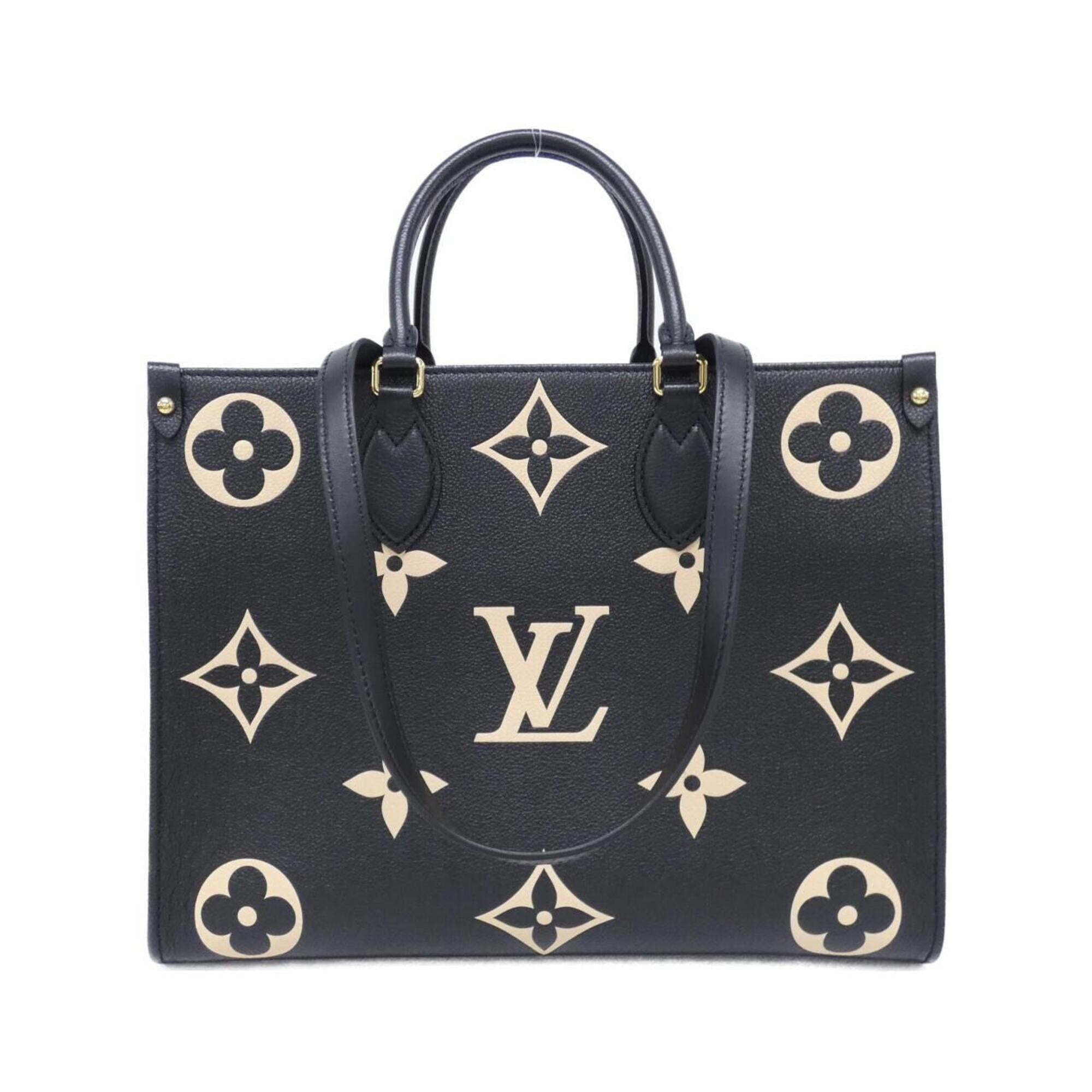 Louis Vuitton Beige Black Leather Handbag (Pre-Owned)