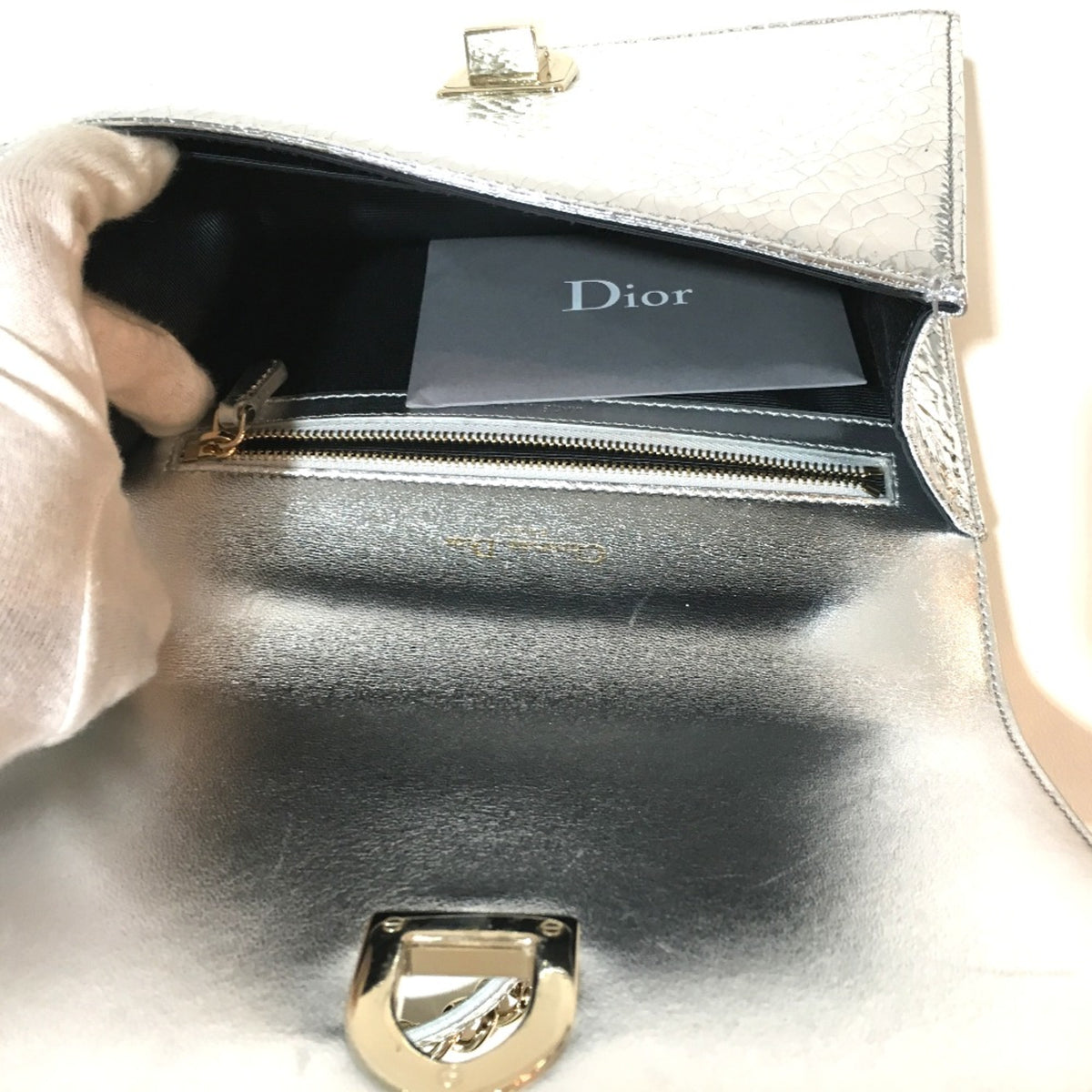 Christian Dior Silver Leather Shoulder Bag (Pre-Owned)