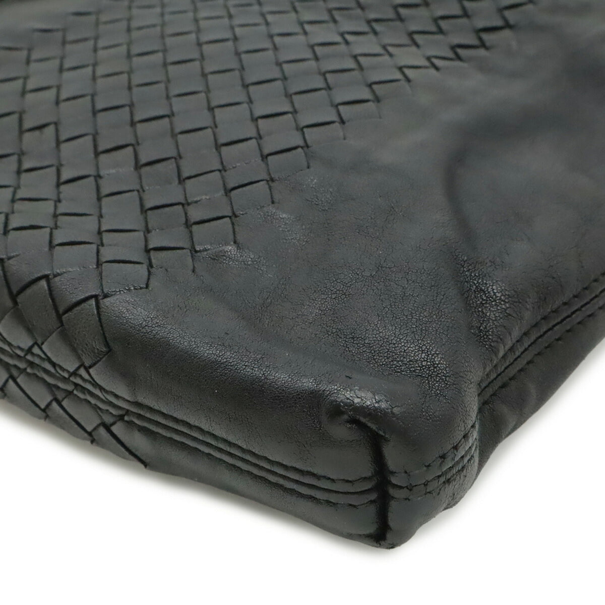 Bottega Veneta Intrecciato Black Leather Shoulder Bag (Pre-Owned)