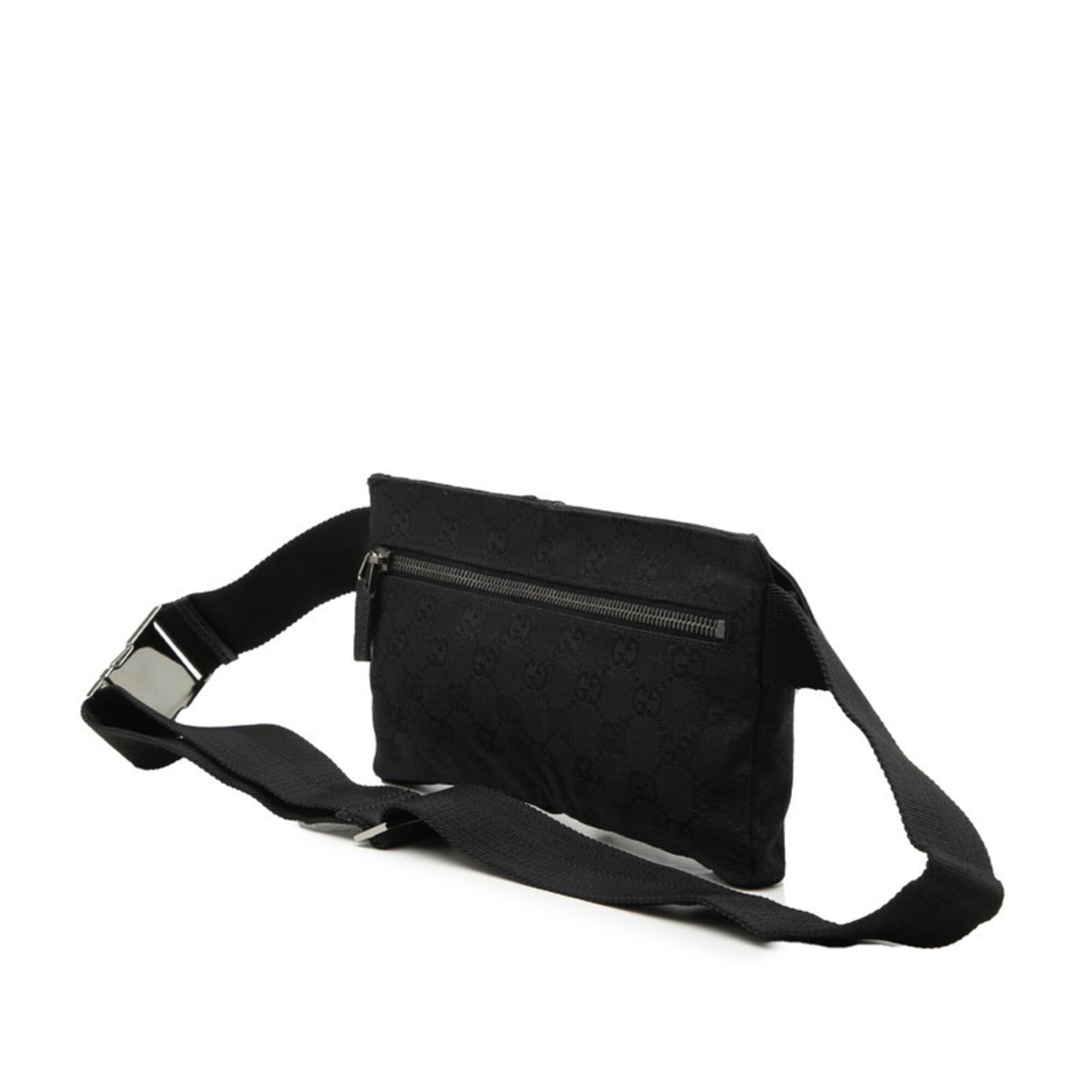 Gucci Gg Canvas Black Gg Canvas Leather Fanny Pack Sling Bag (Pre-Owned)