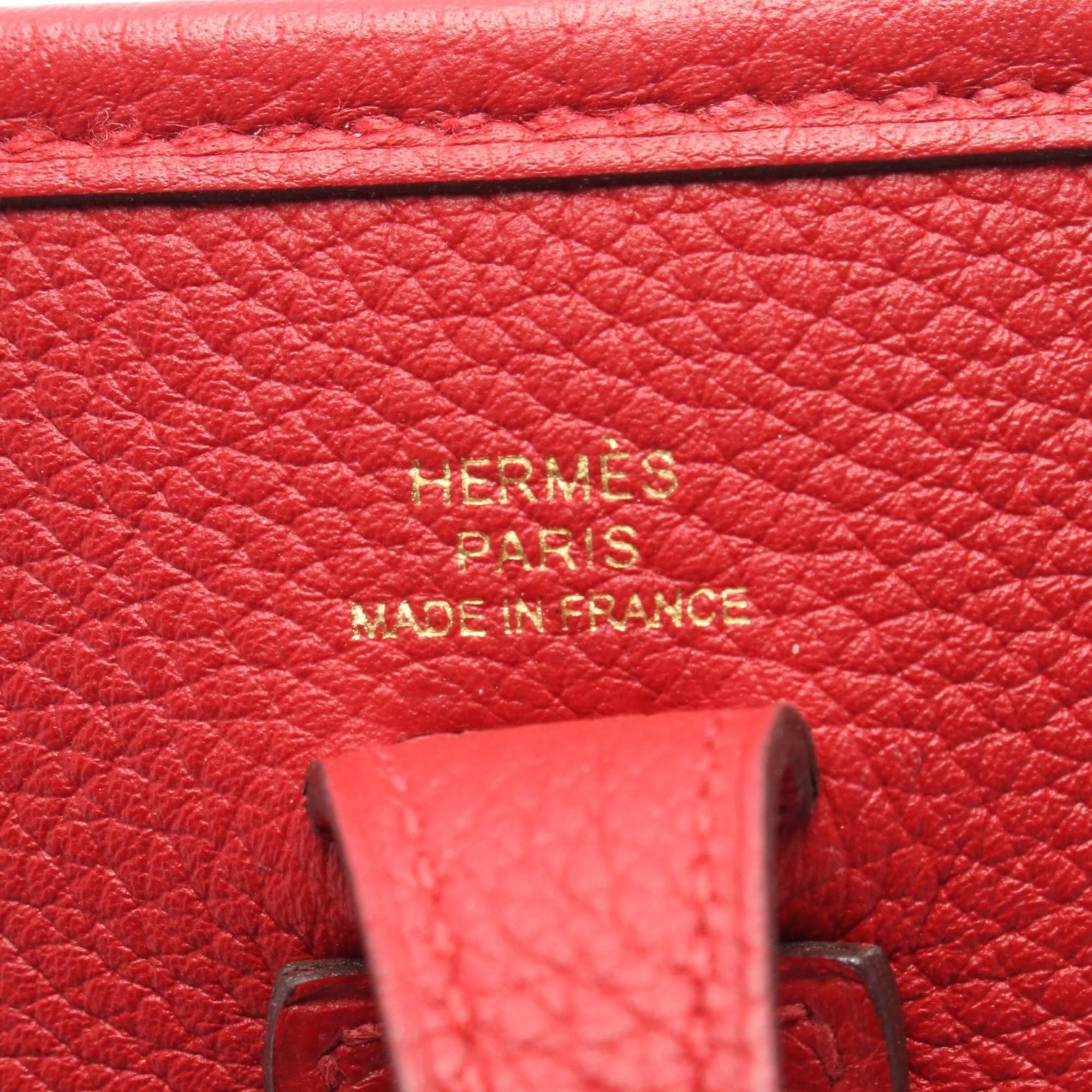 Hermes Red Color Taurillon Clemence Leather Shoulder Bag (Pre-Owned)