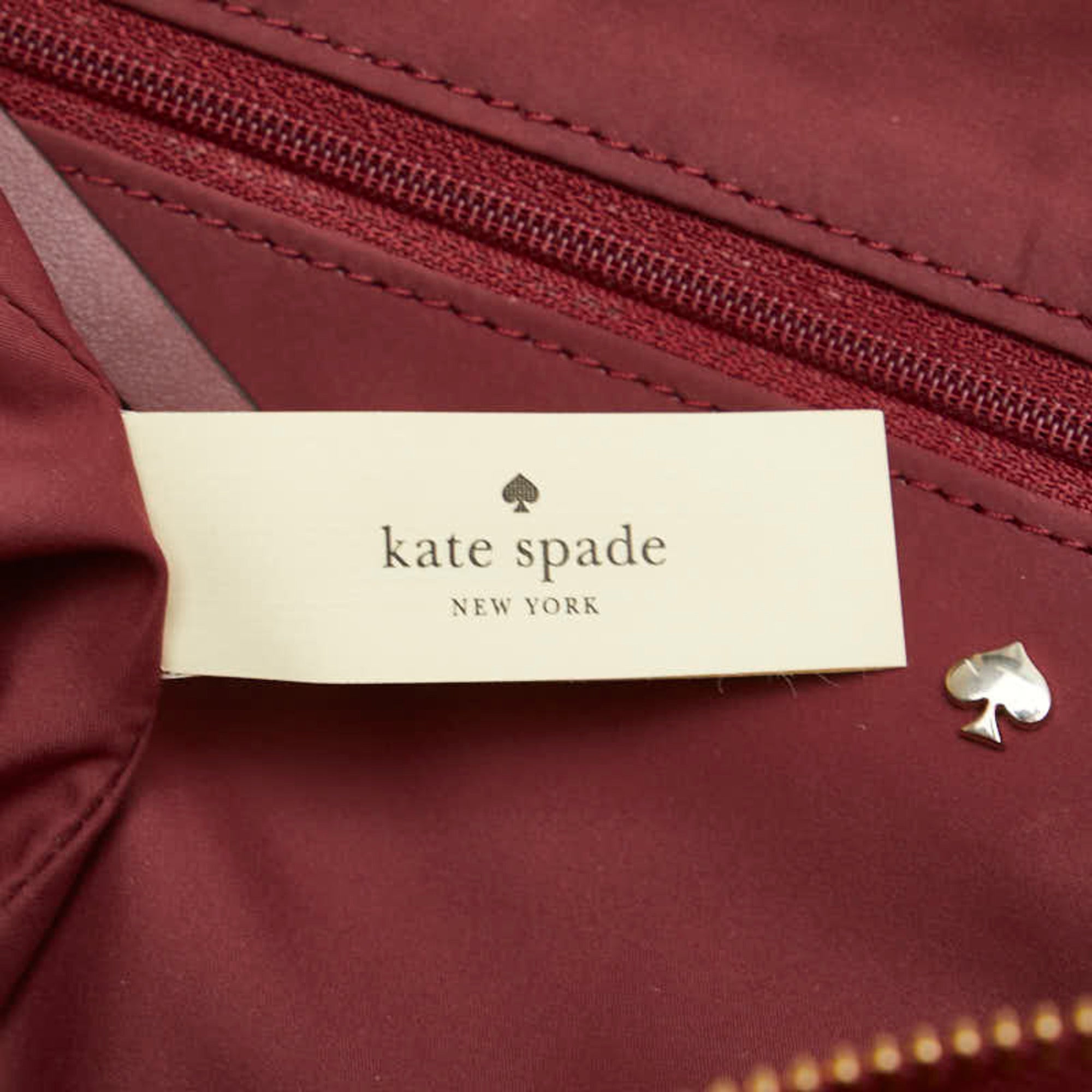 Kate Spade Red Color Wine Nylon Leather Tote Bag (Pre-Owned)