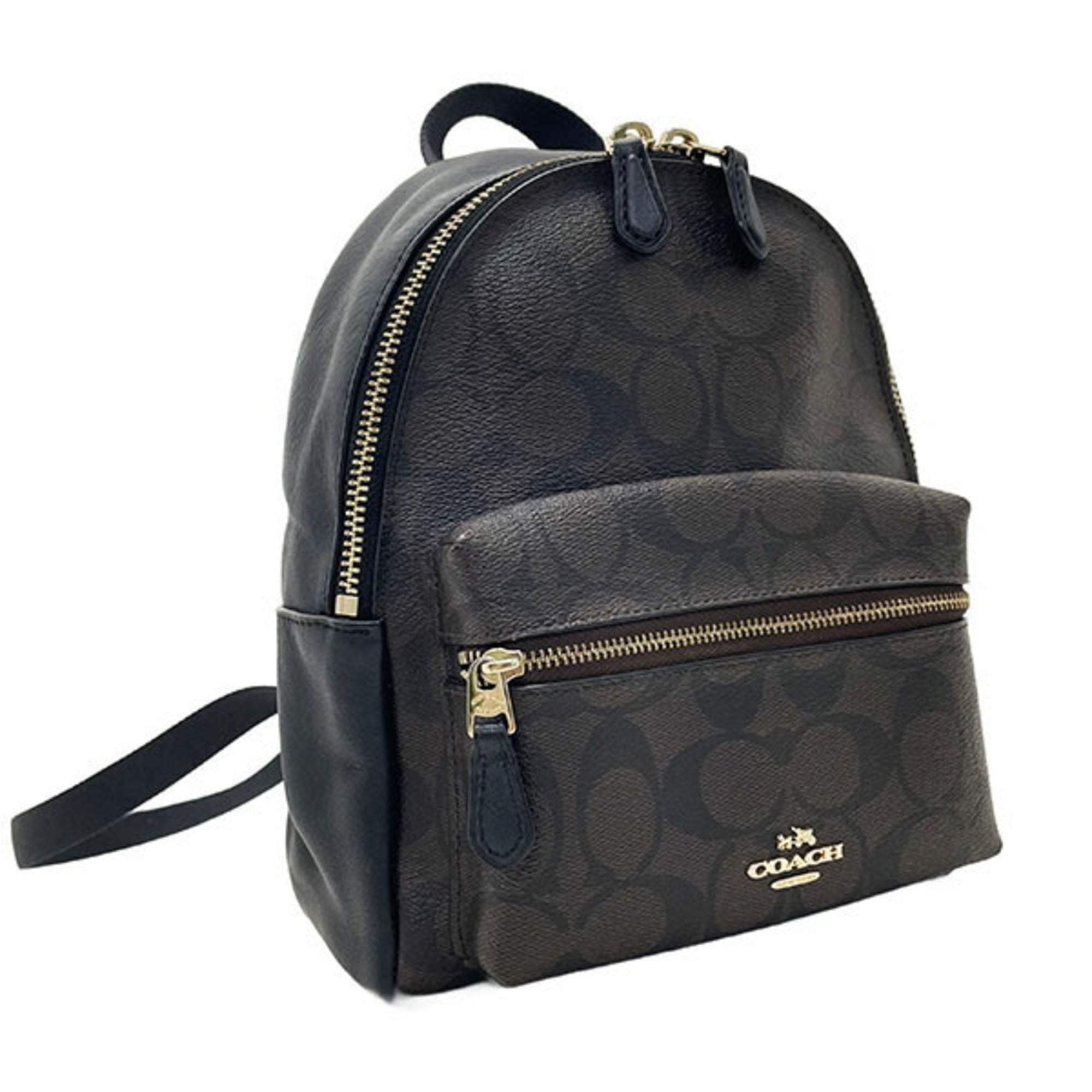 Coach Black Dark Brown Pvc Leather Backpack (Pre-Owned)