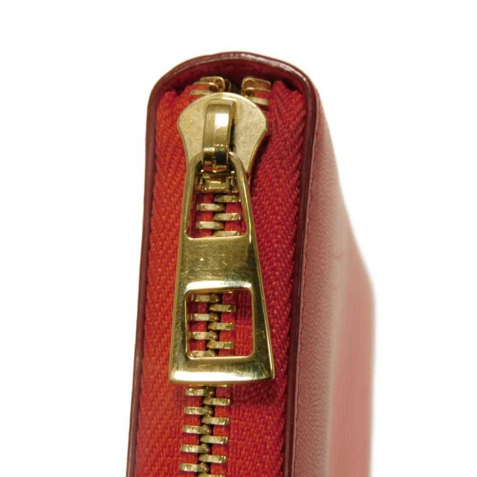 Loewe Red Color Leather Long Wallet (Bi-Fold) (Pre-Owned)