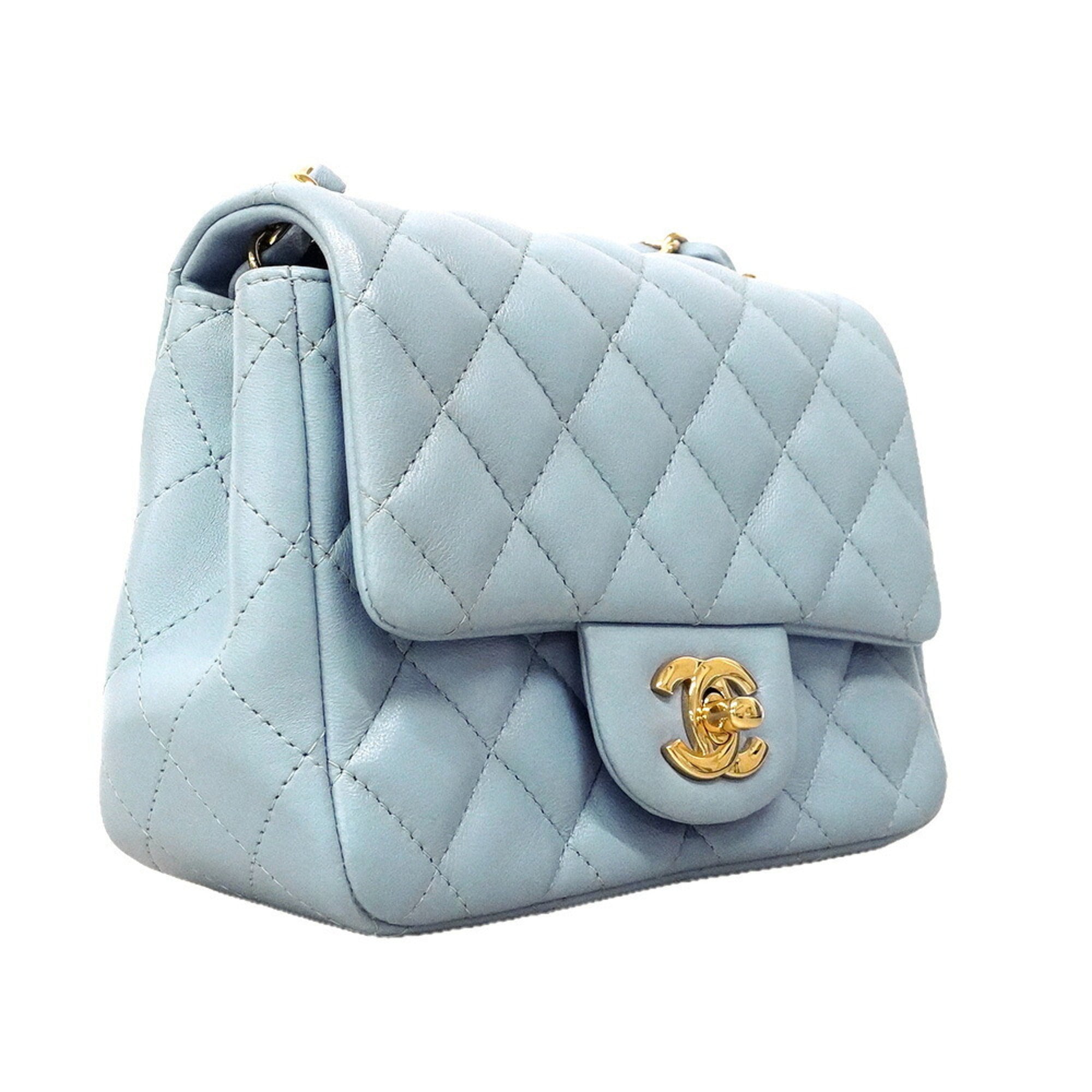 Chanel Light Blue Leather Shoulder Bag (Pre-Owned)