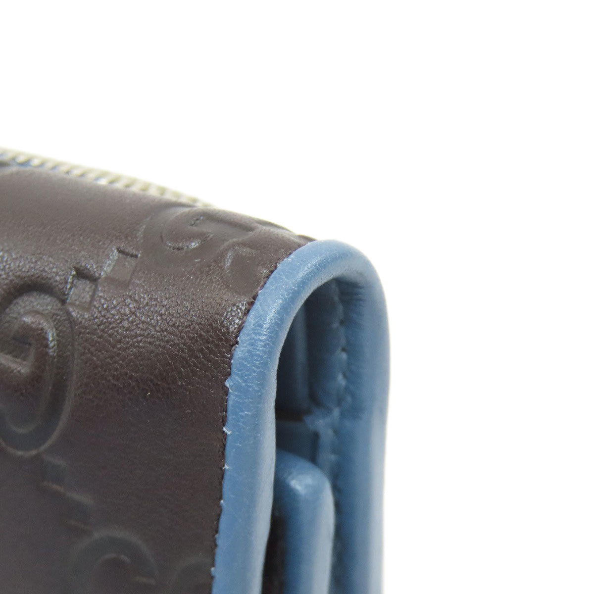 Gucci Blue Dark Brown Leather Wallet (Bi-Fold) (Pre-Owned)