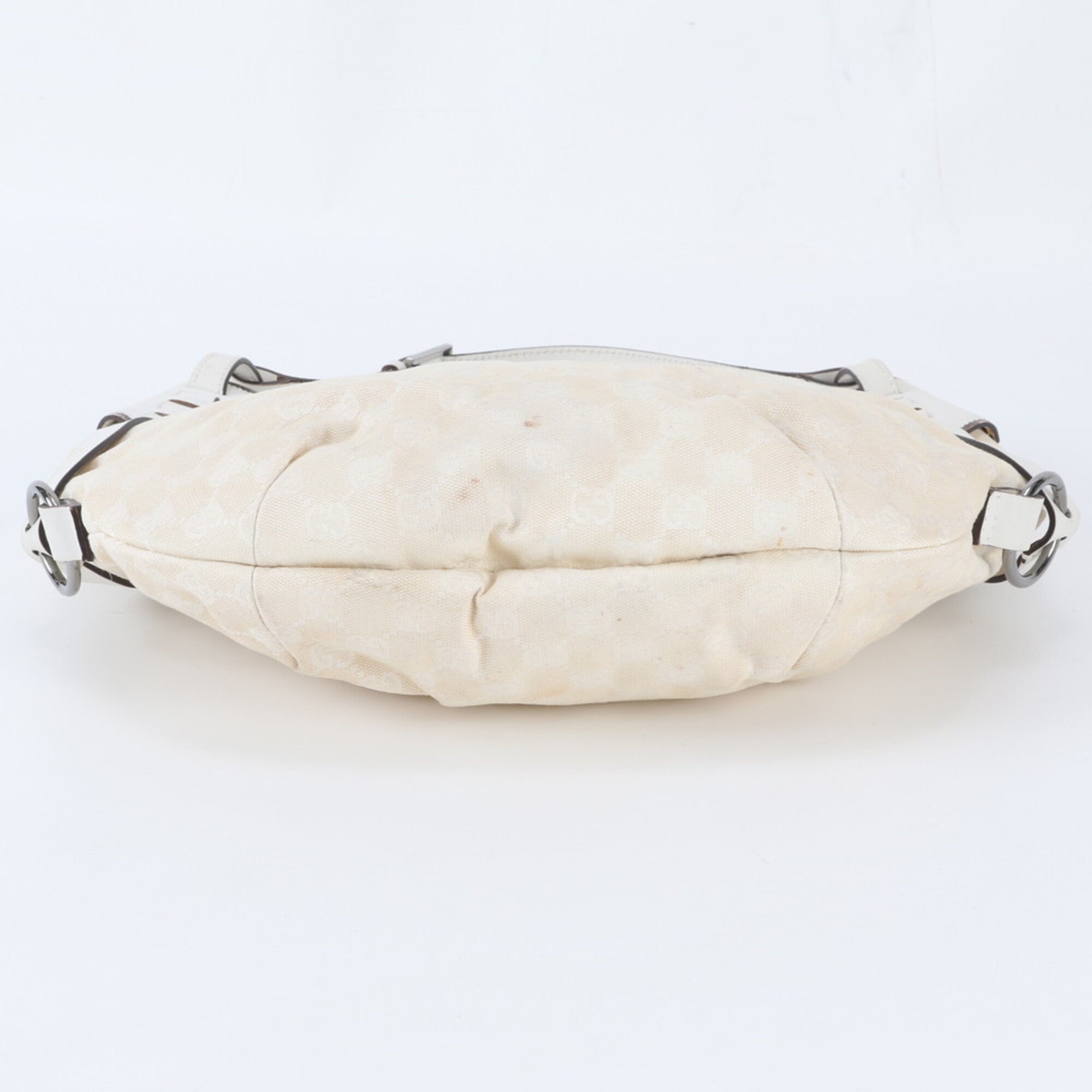 Gucci Gg Canvas White Leather Canvas Shoulder Bag Tote Bag (Pre-Owned)