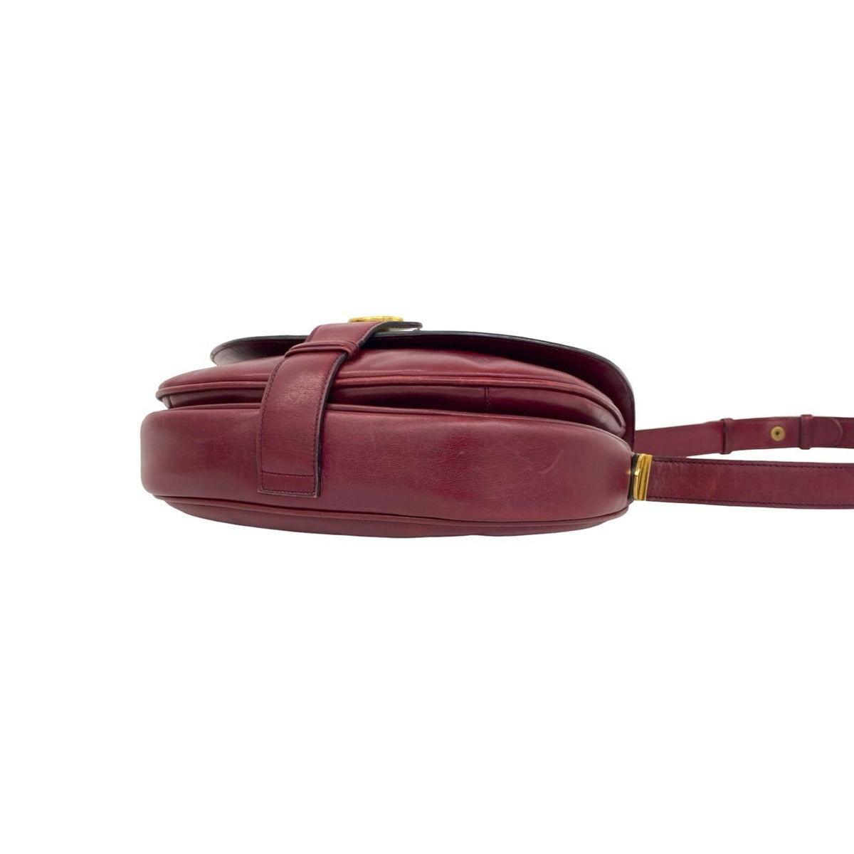 Gucci Red Color Wine Leather Pochette Shoulder Bag (Pre-Owned)
