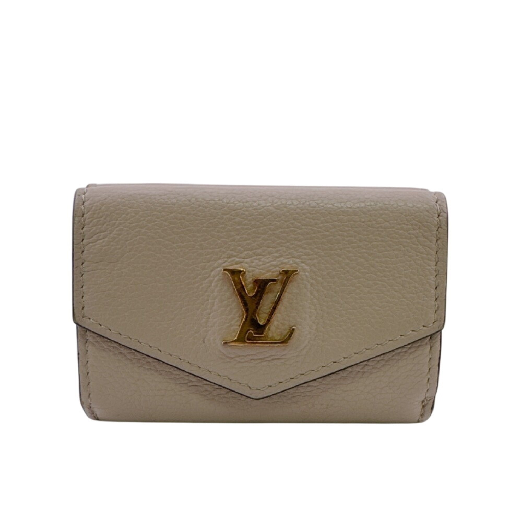 Louis Vuitton Beige Leather Wallet (Tri-Fold) (Pre-Owned)