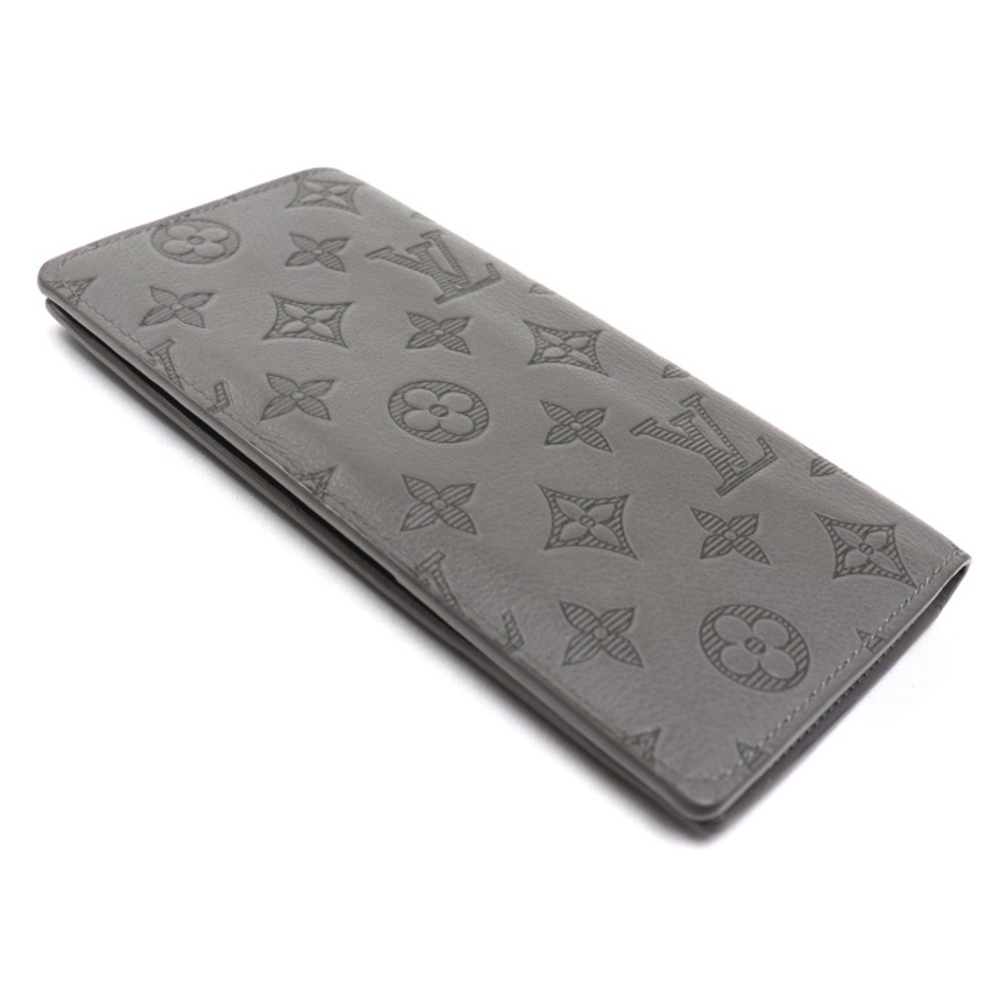 Louis Vuitton Gray Monogram Shadow Long Wallet (Bi-Fold) (Pre-Owned)