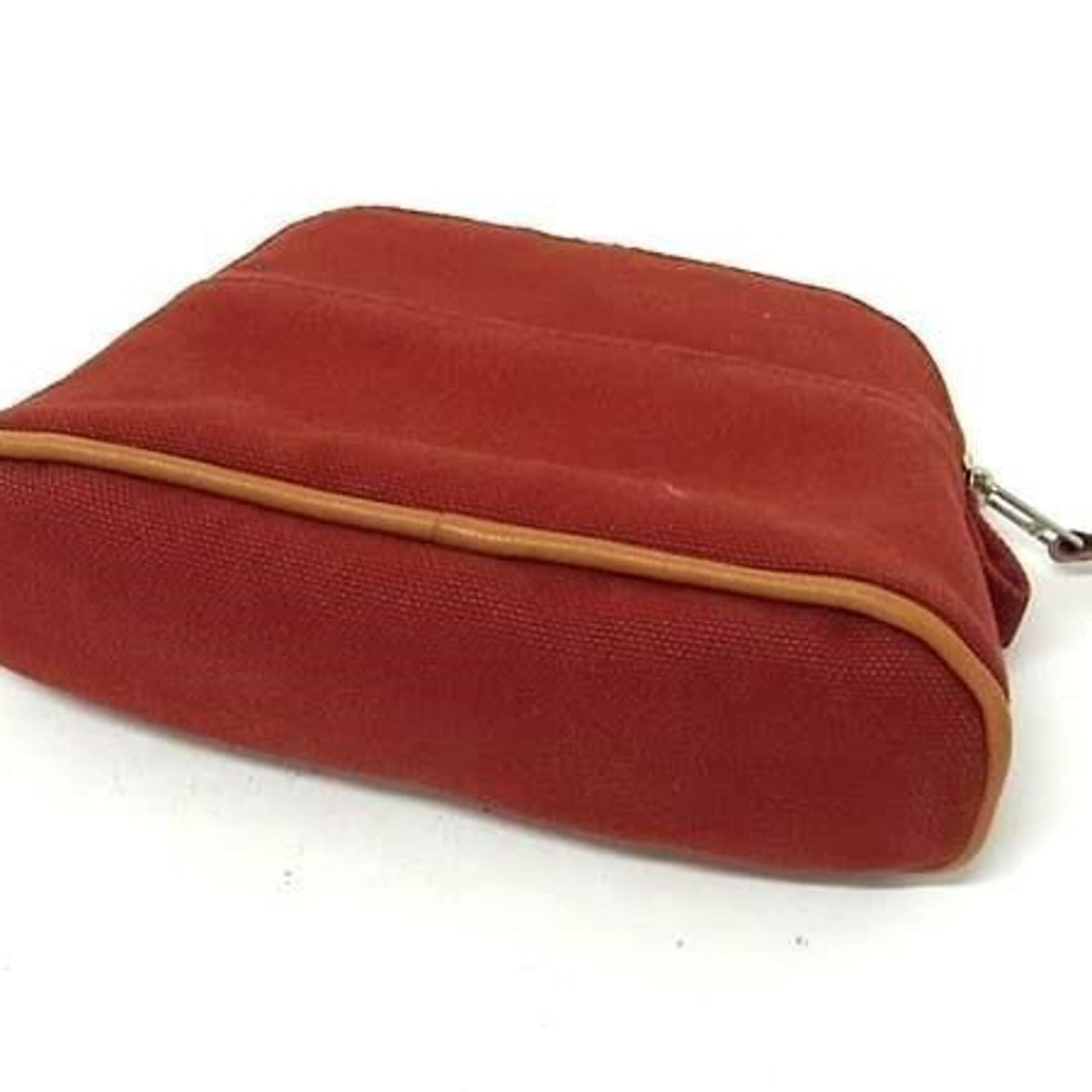 Hermes Brown Red Brown Canvas Pouch (Pre-Owned)