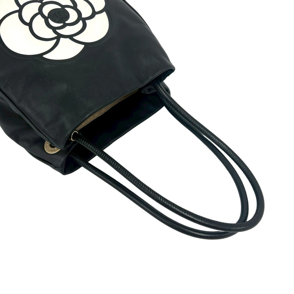 Chanel Black Leather Handbag Shoulder Bag Tote Bag (Pre-Owned)