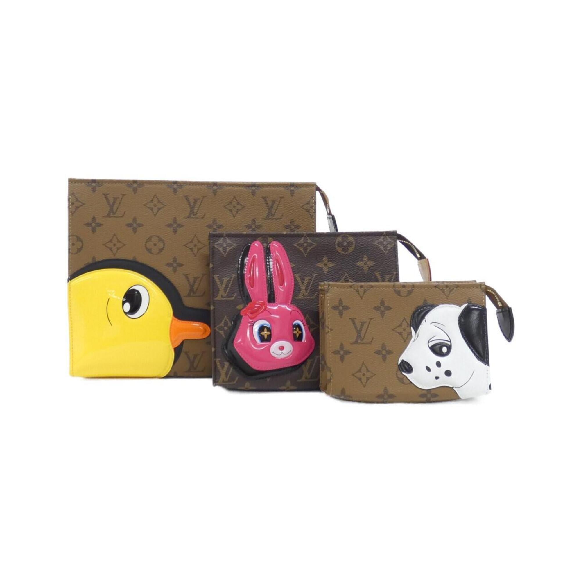 Louis Vuitton Marron Coated Canvas Handbag Pouch (Pre-Owned)