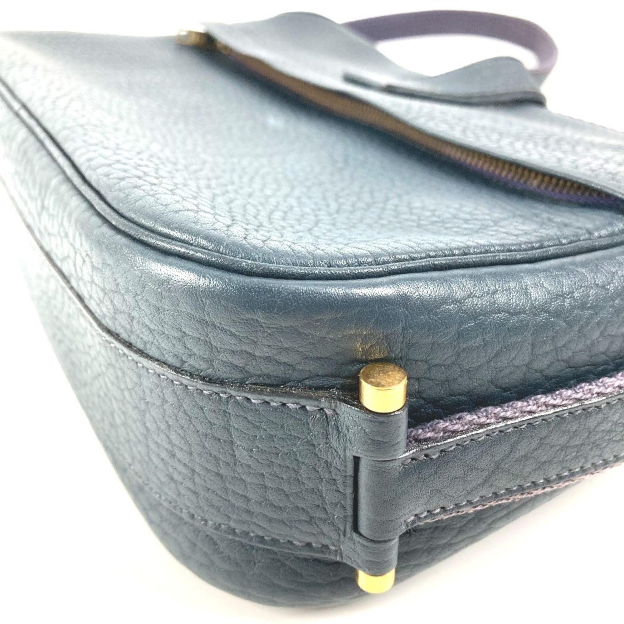 Hermes Navy Leather Shoulder Bag (Pre-Owned)