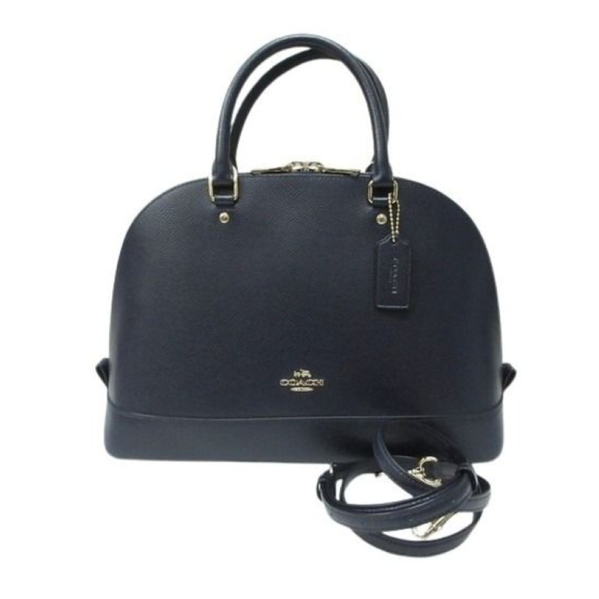 Coach Navy Leather Handbag Shoulder Bag Tote Bag (Pre-Owned)