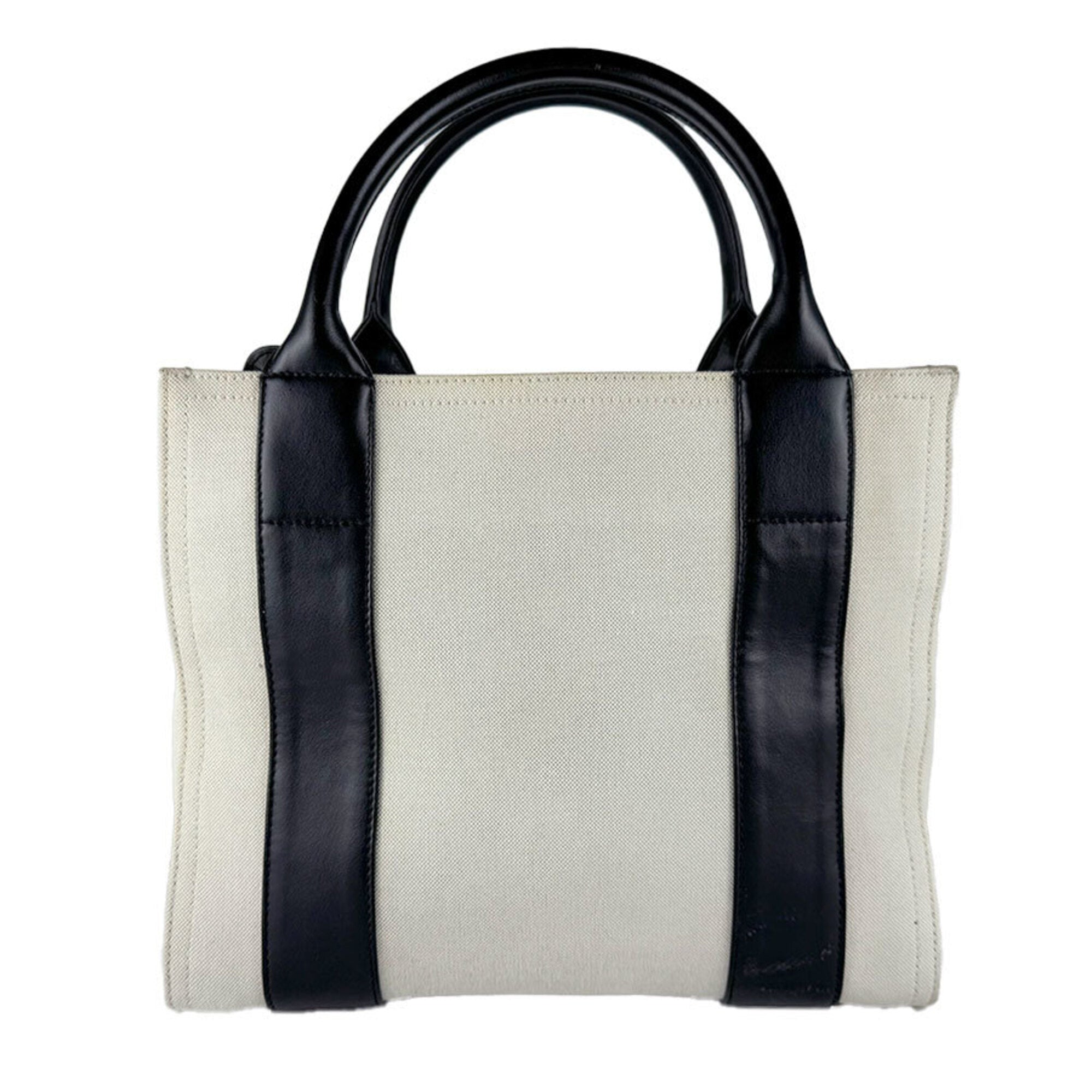 Balenciaga Black Ivory Canvas Handbag Shoulder Bag (Pre-Owned)