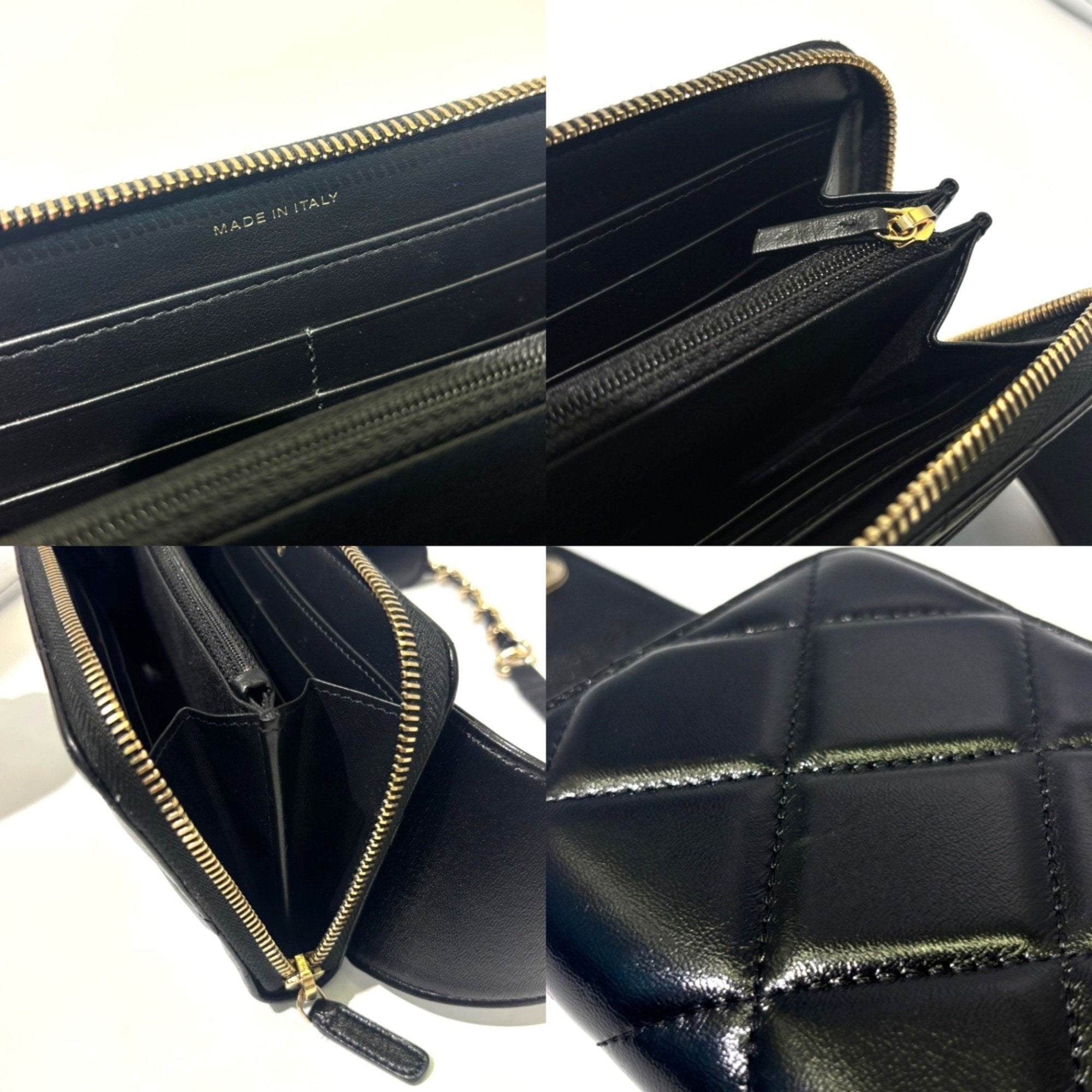 Chanel Black Leather Long Wallet (Bi-Fold) (Pre-Owned)