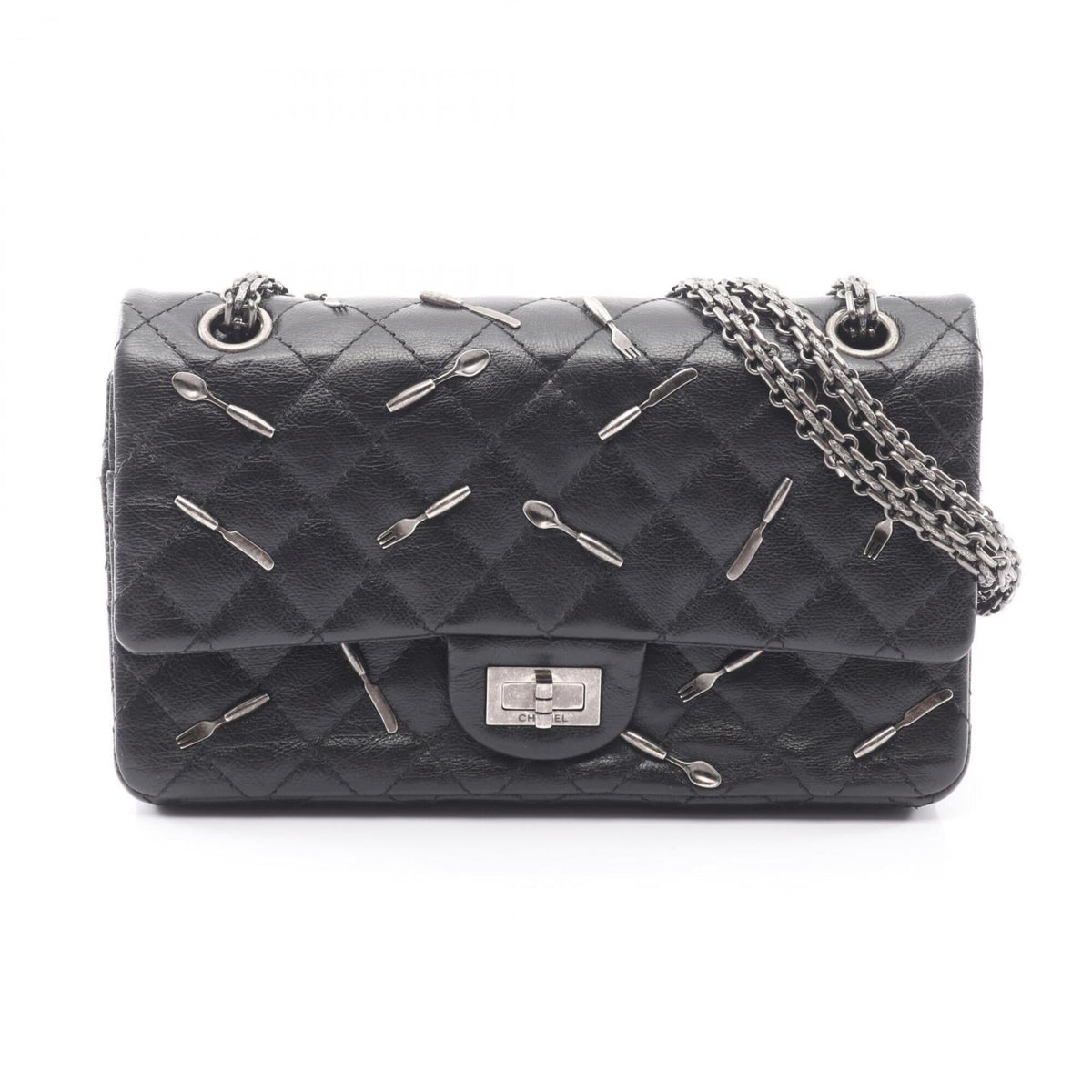 Chanel Black Leather Handbag Shoulder Bag (Pre-Owned)