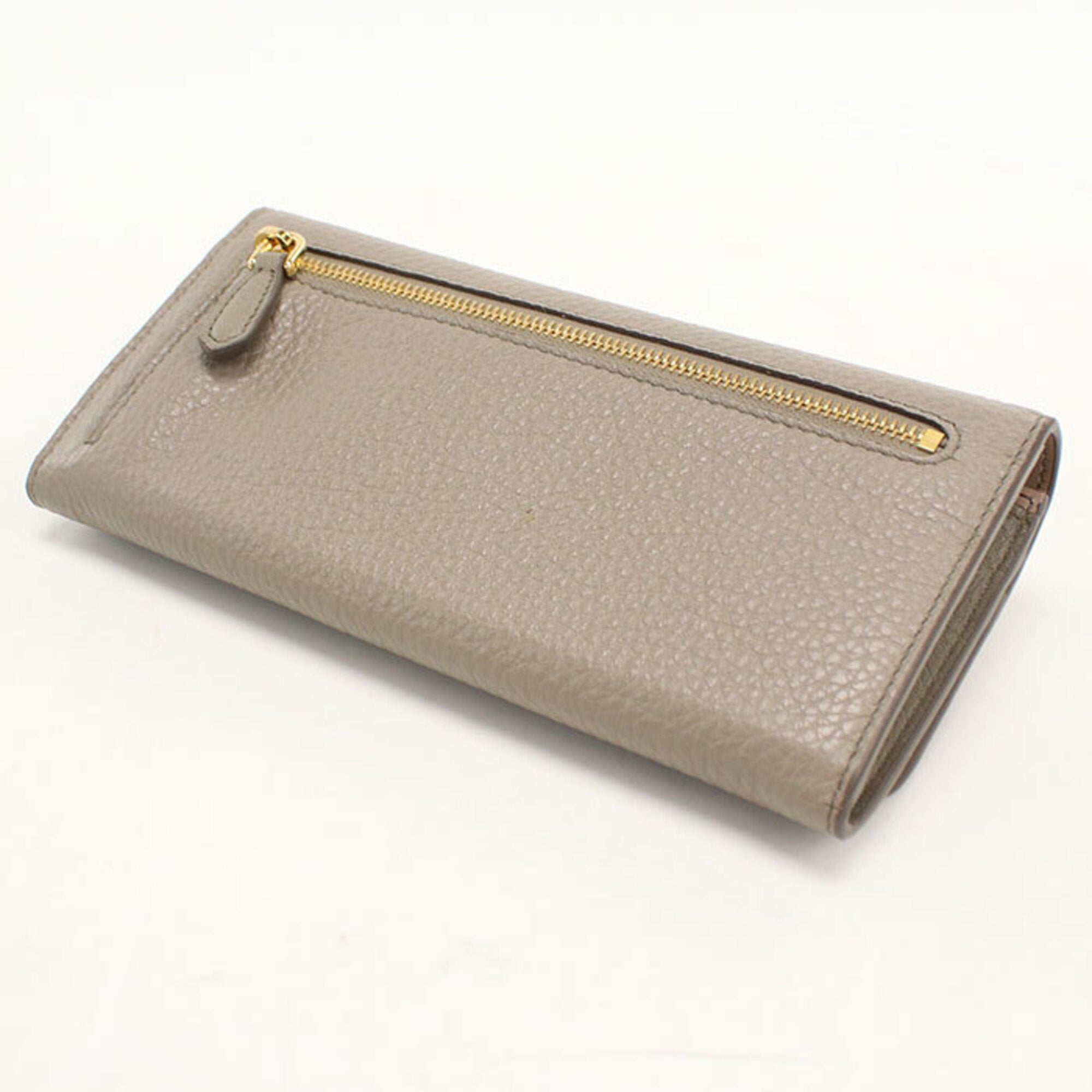 Prada Gray Leather Long Wallet (Bi-Fold) (Pre-Owned)