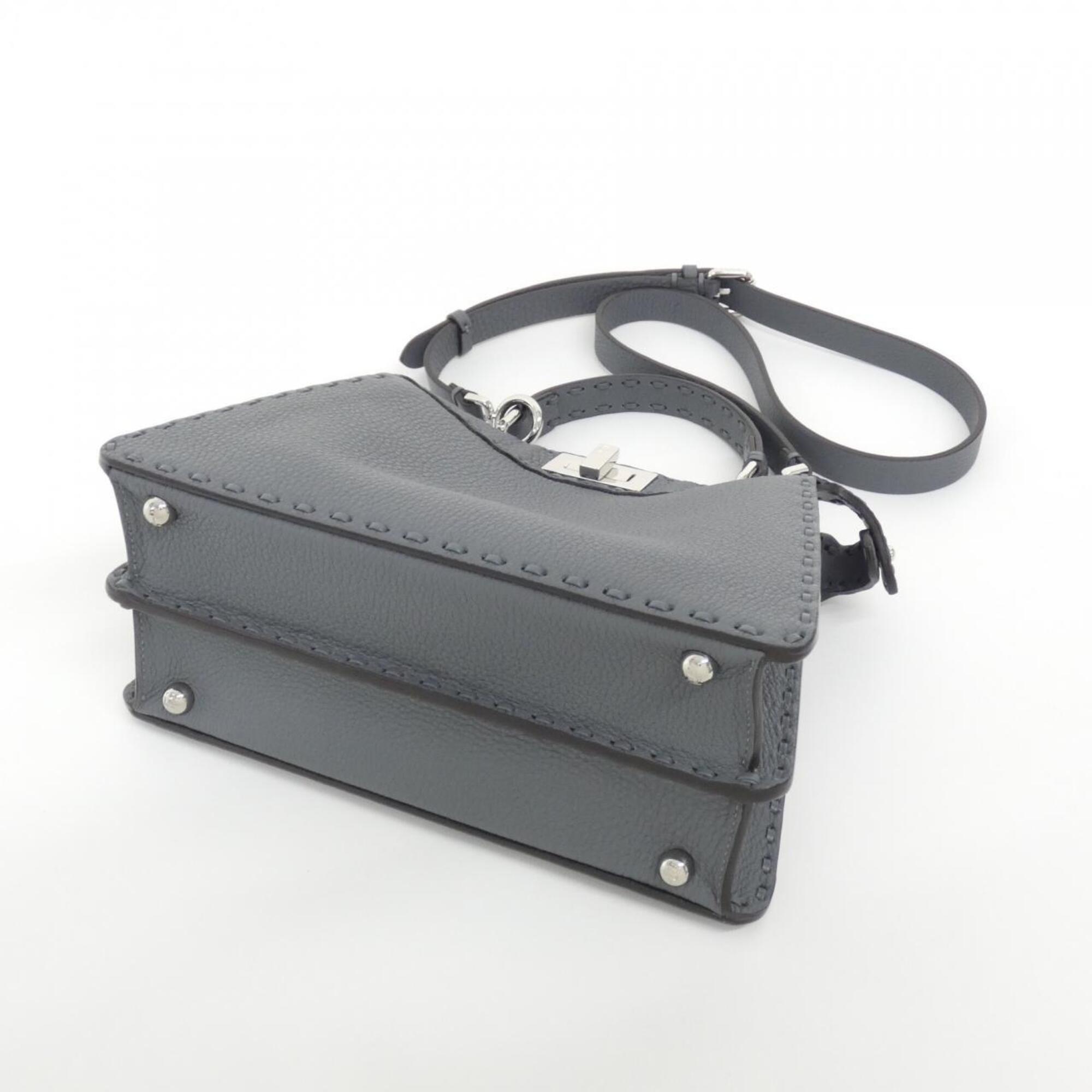 Fendi Gray Leather Handbag (Pre-Owned)