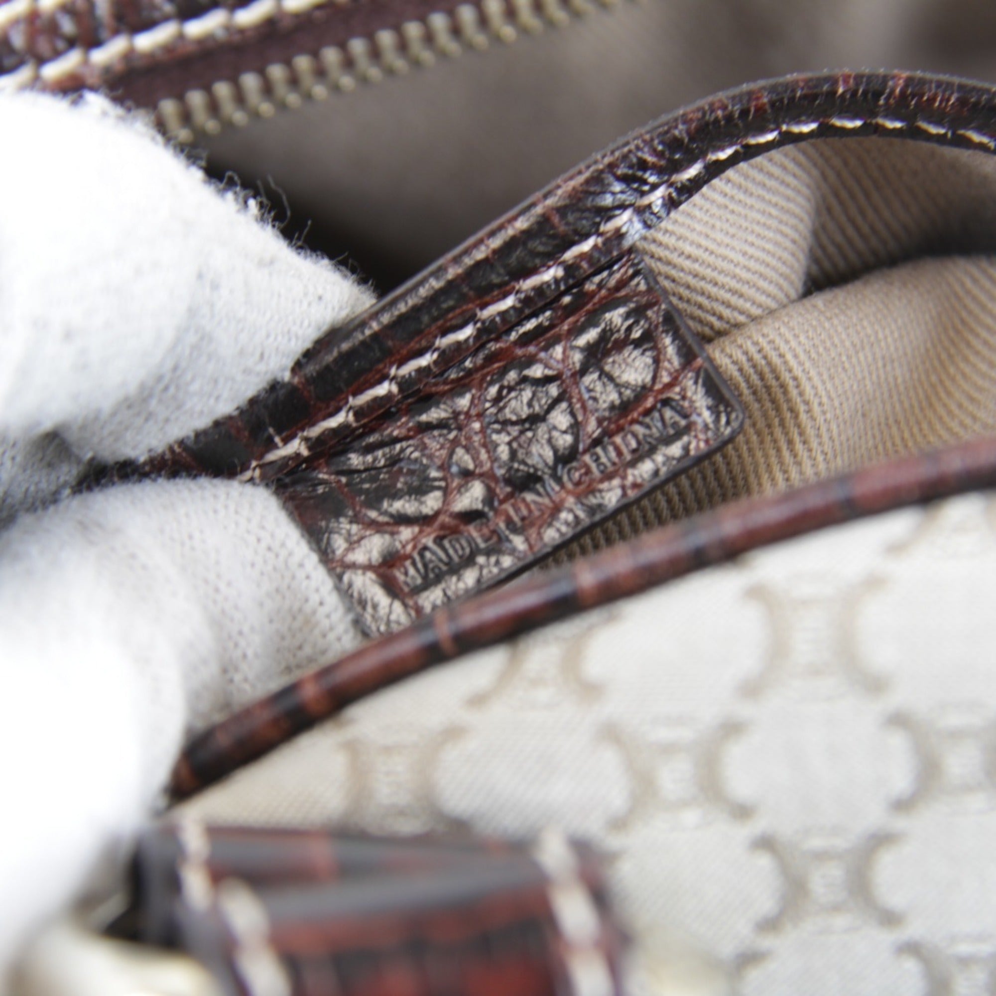 Celine Beige Canvas Boston Bag Handbag (Pre-Owned)