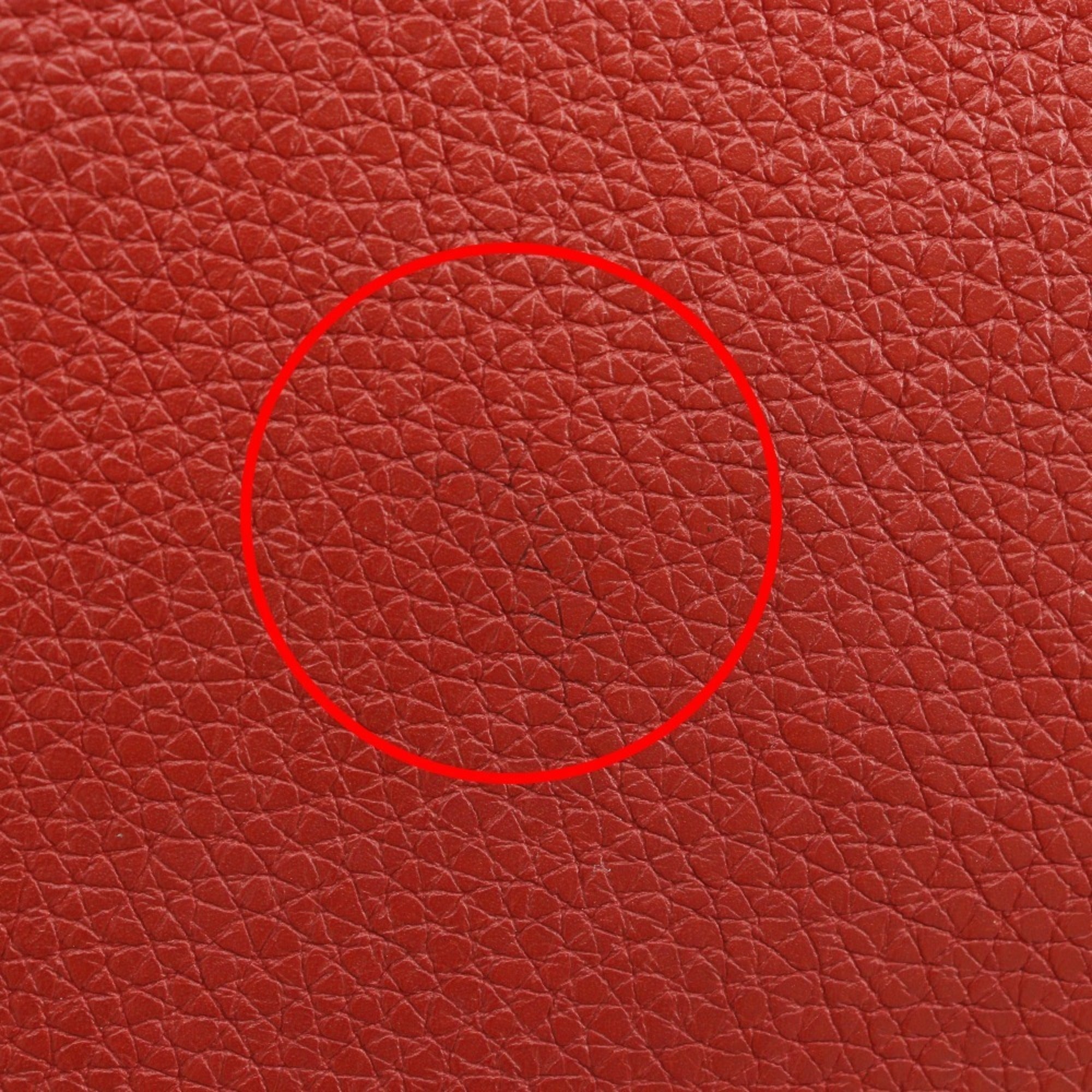 Hermes Dogon Red Color Taurillon Clemence Leather Long Wallet (Bi-Fold) (Pre-Owned)