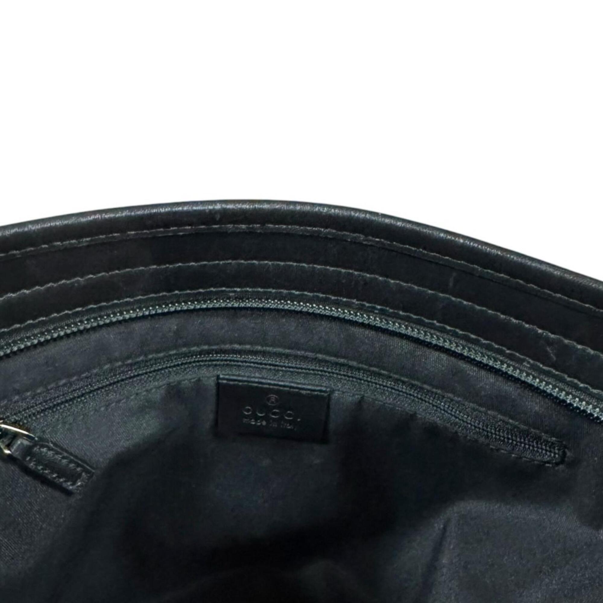 Gucci Black Brown Gg Canvas Leather Shoulder Bag (Pre-Owned)