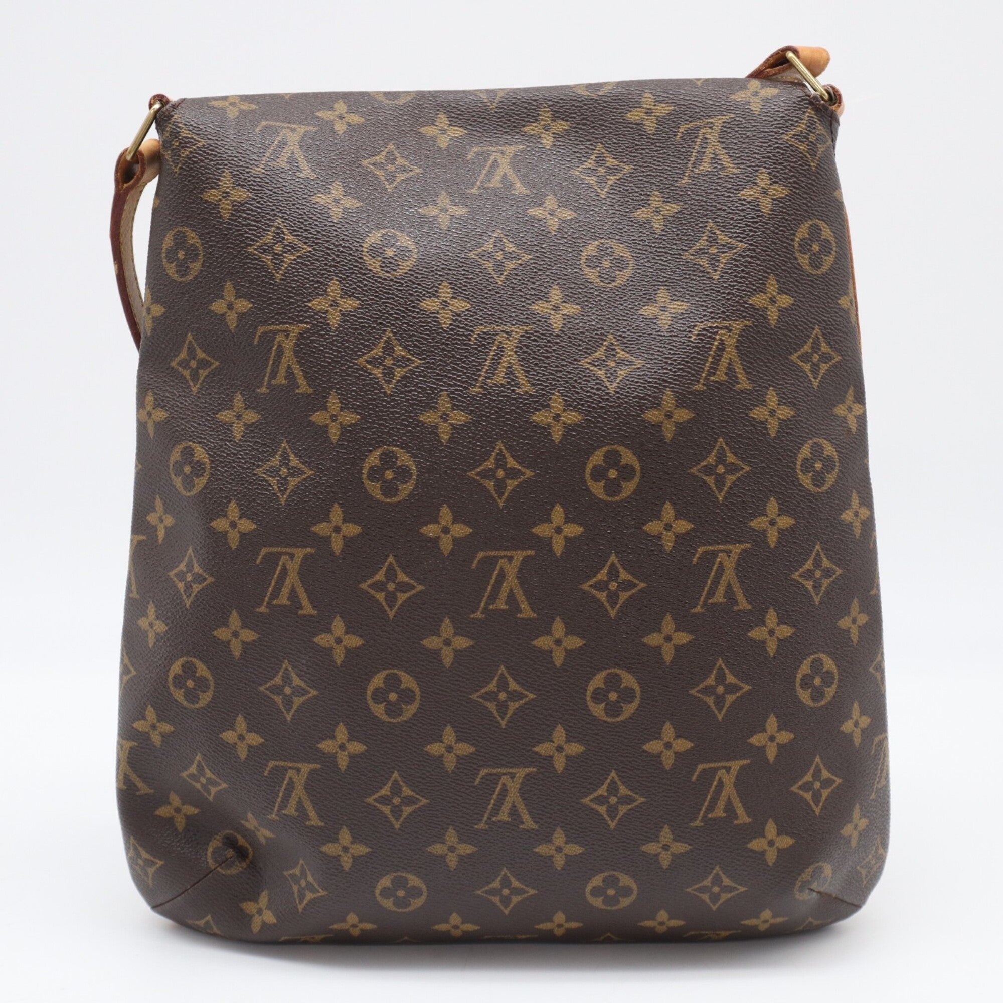 Louis Vuitton Beige Brown Monogram Coated Canvas Leather Shoulder Bag (Pre-Owned)
