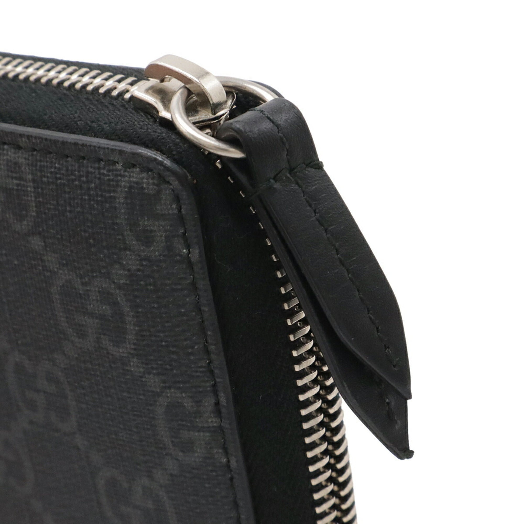 Gucci Black Dark Gray Red Color Gg Supreme Canvas Leather Long Wallet (Bi-Fold) (Pre-Owned)