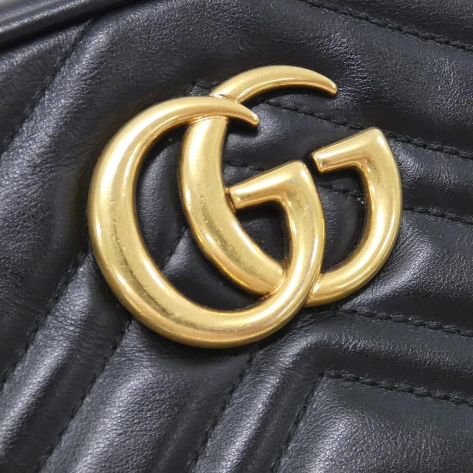 Gucci Gg Marmont Black Leather Shoulder Bag (Pre-Owned)