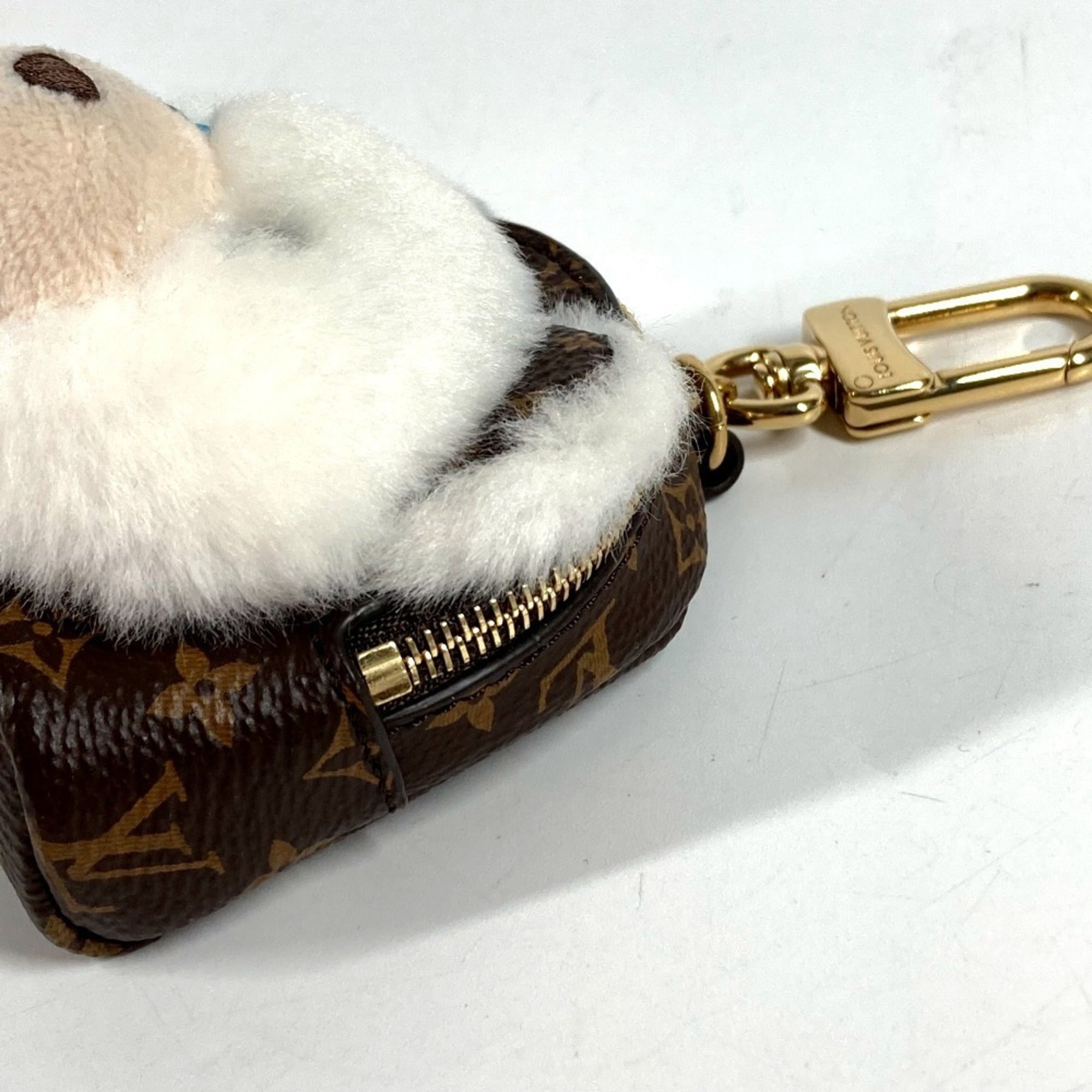 Louis Vuitton Brown White Monogram Fur Handbag Pouch (Pre-Owned)
