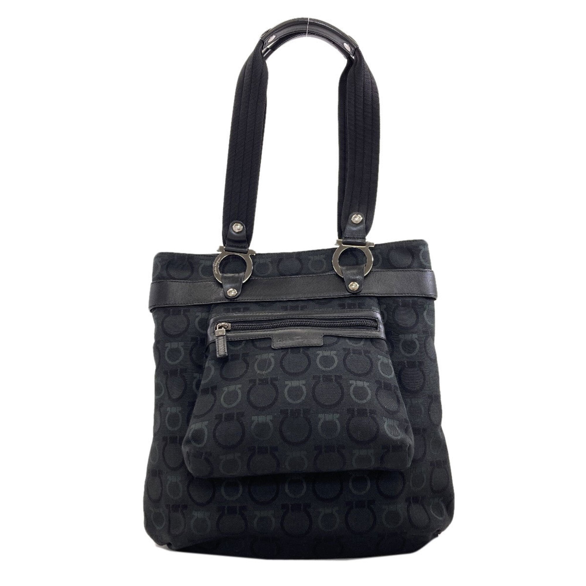 Salvatore Ferragamo Black Canvas Tote Bag (Pre-Owned)