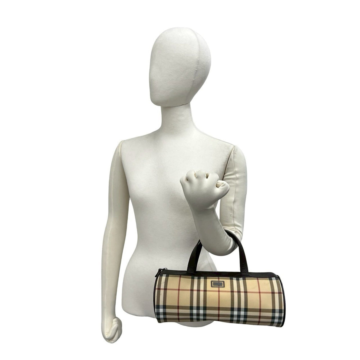 Burberry Beige Brown Pvc Leather Boston Bag Handbag (Pre-Owned)