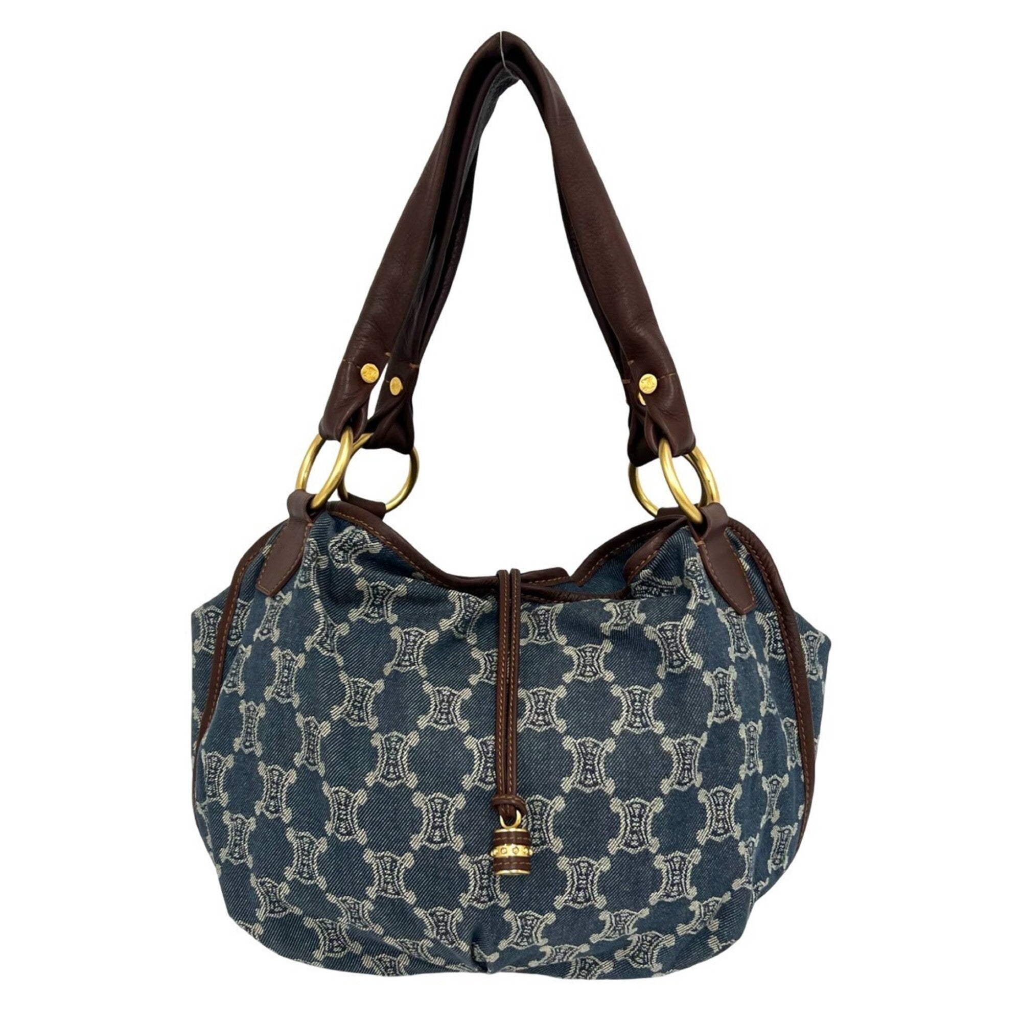 Celine Blue Brown Denim Leather Shoulder Bag (Pre-Owned)