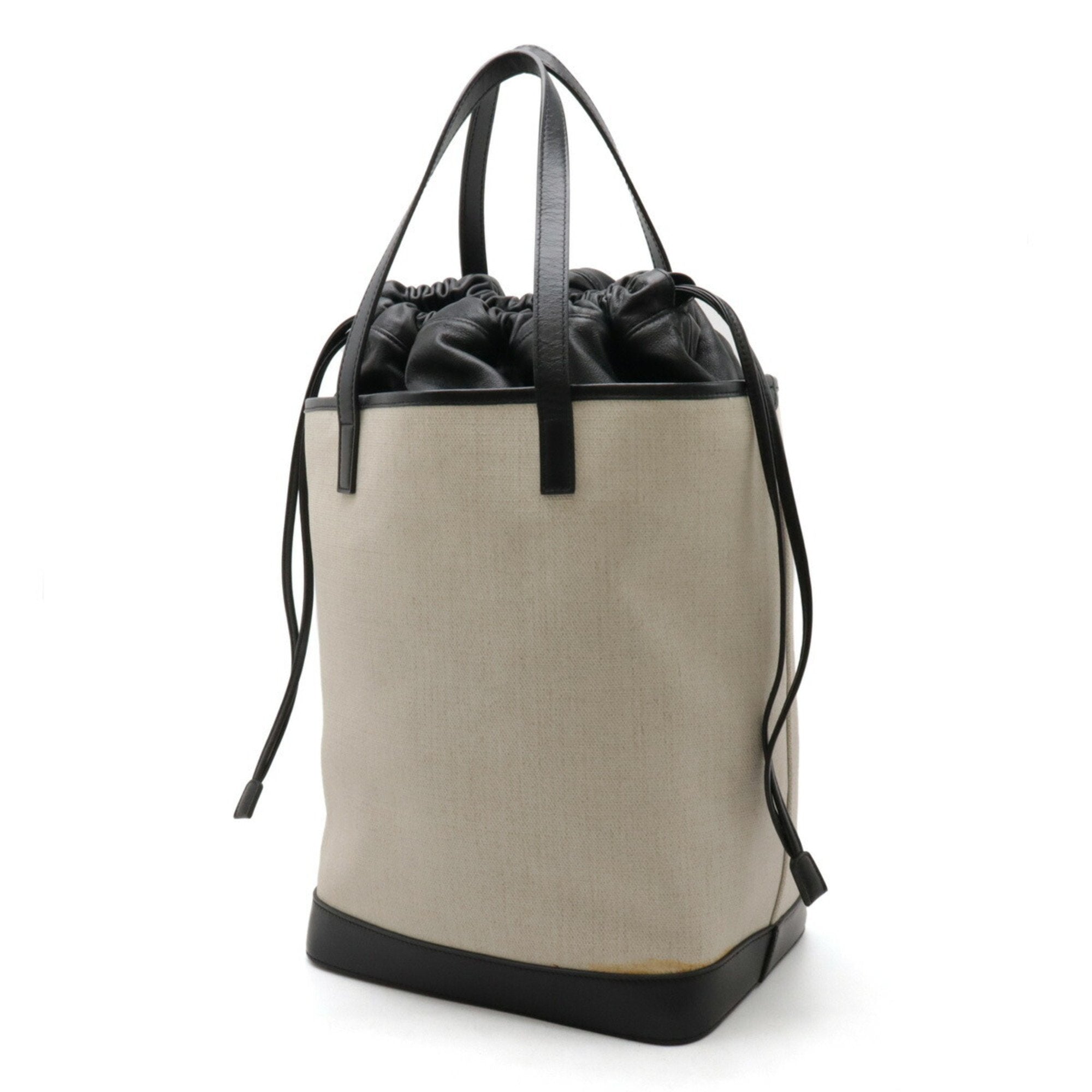 Saint Laurent Black Leather Coated Canvas Tote Bag (Pre-Owned)