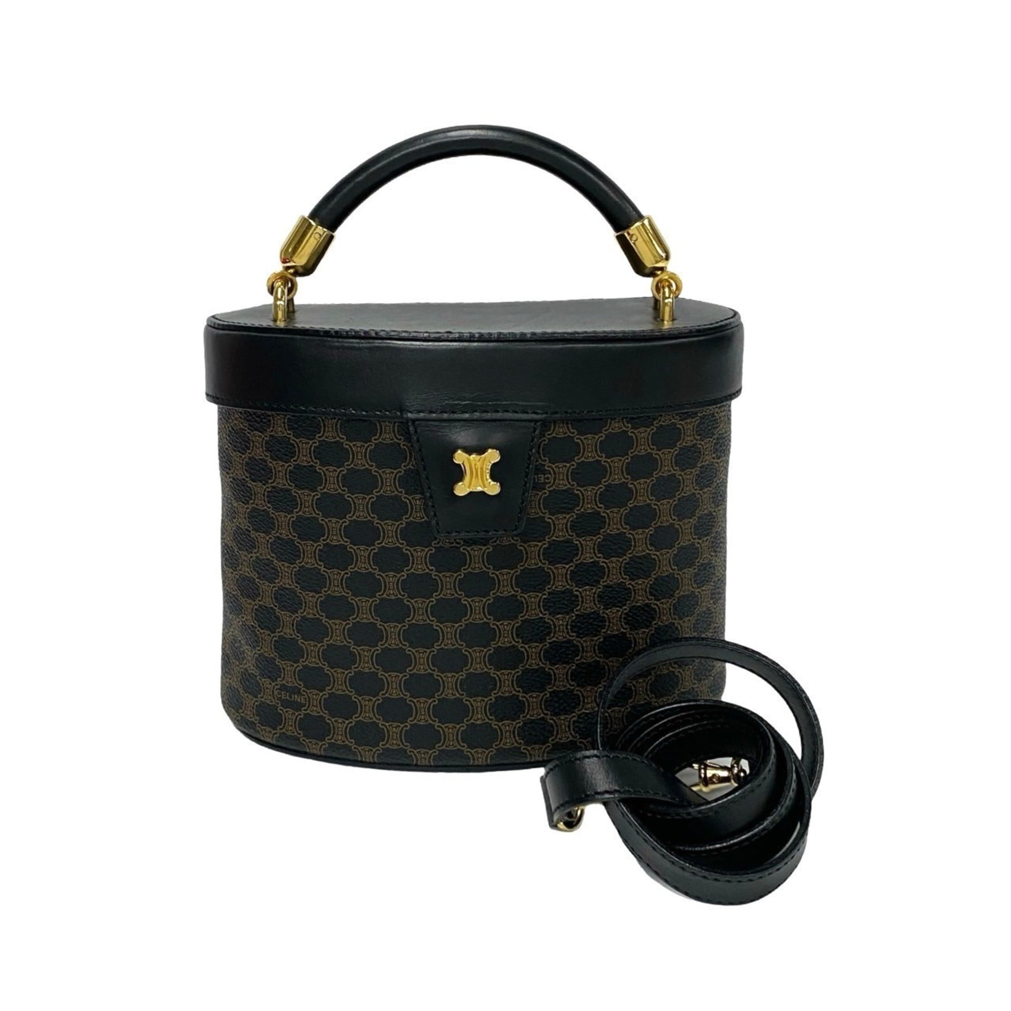 Celine Black Brown Leather Pvc Handbag Shoulder Bag (Pre-Owned)