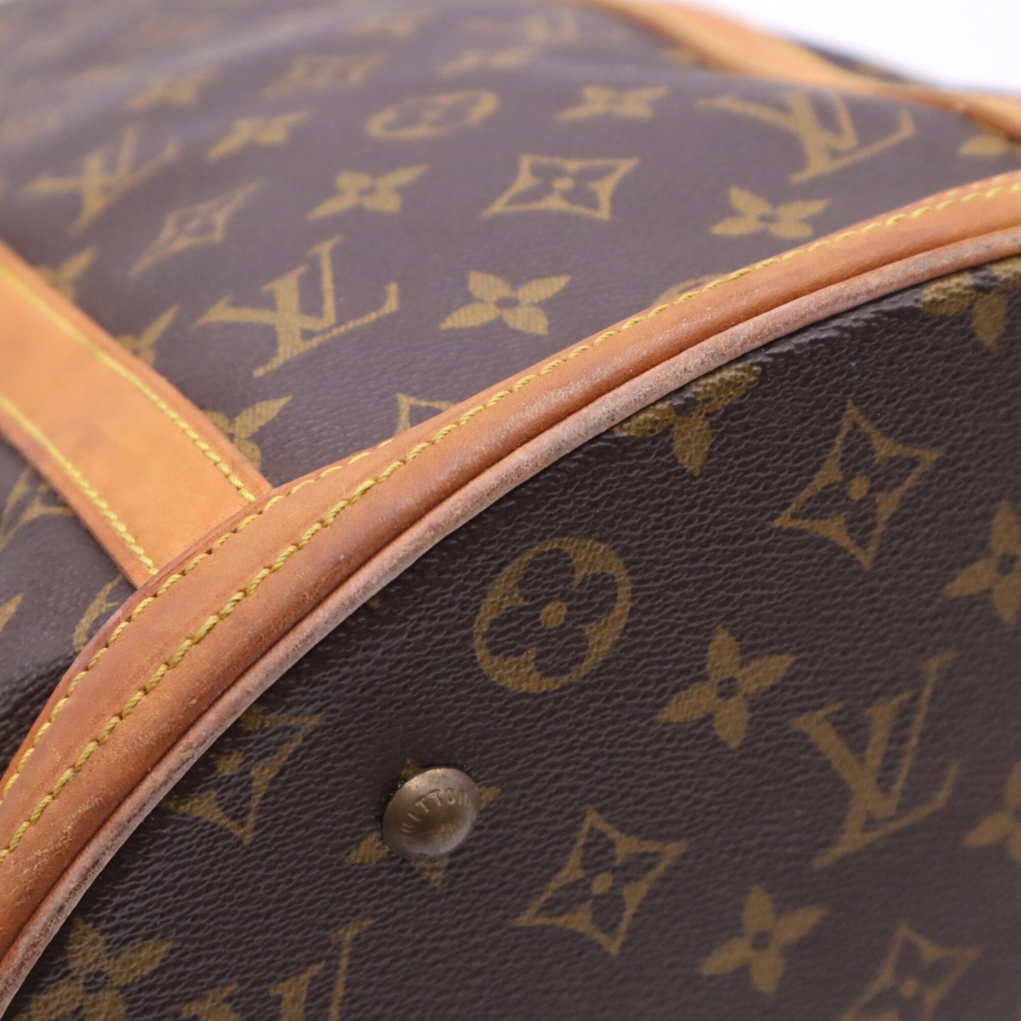 Louis Vuitton Monogram Beige Brown Coated Canvas Leather Handbag (Pre-Owned)