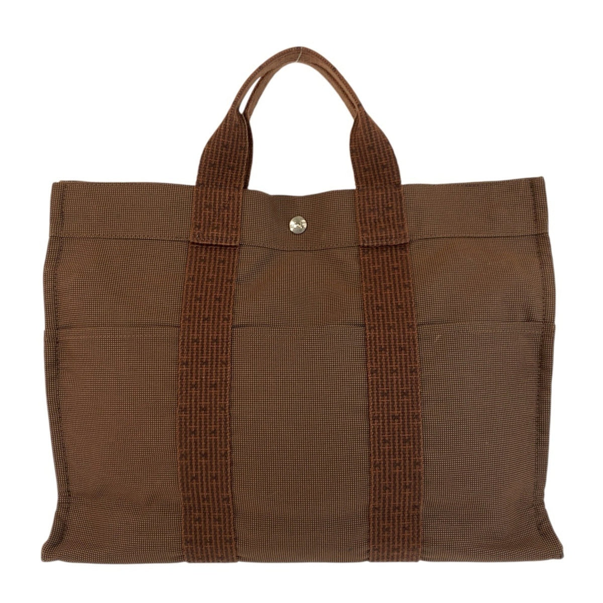 Hermes Brown Polyamide Handbag Tote Bag (Pre-Owned)