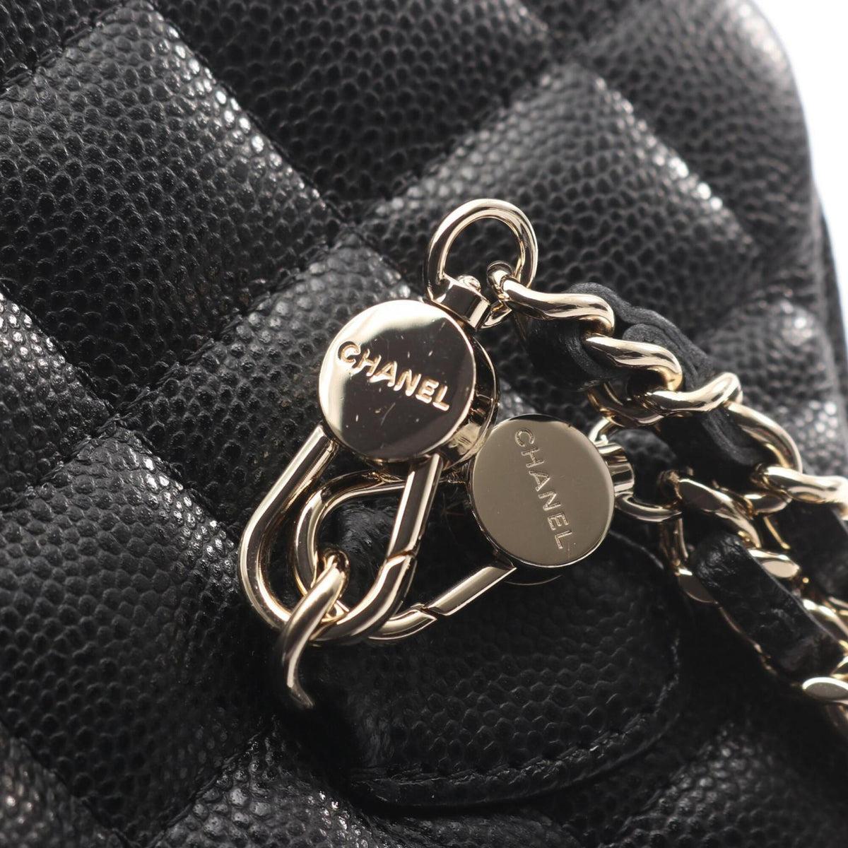Chanel Black Grained Calfskin Backpack Handbag (Pre-Owned)