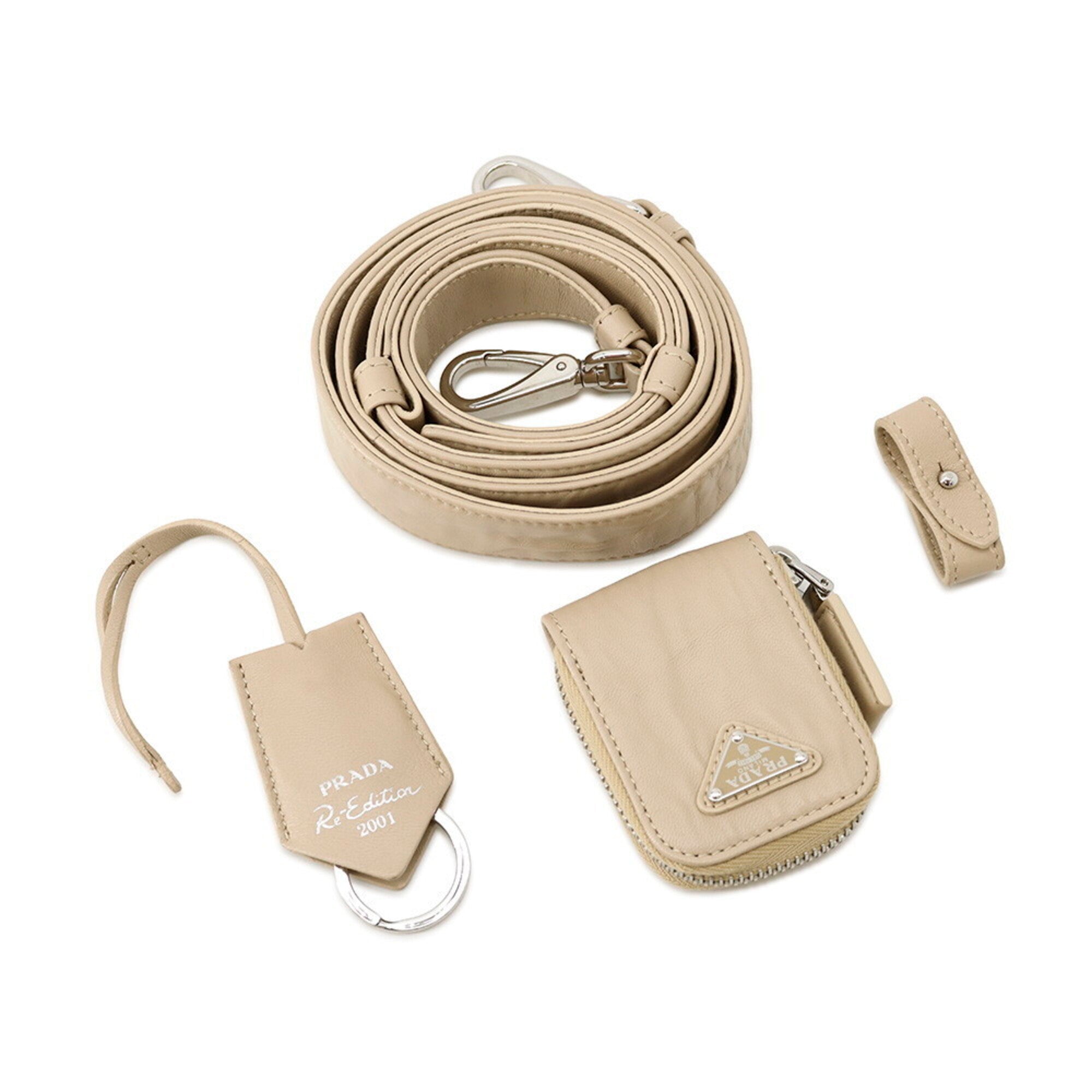 Prada Beige Leather Handbag Shoulder Bag (Pre-Owned)