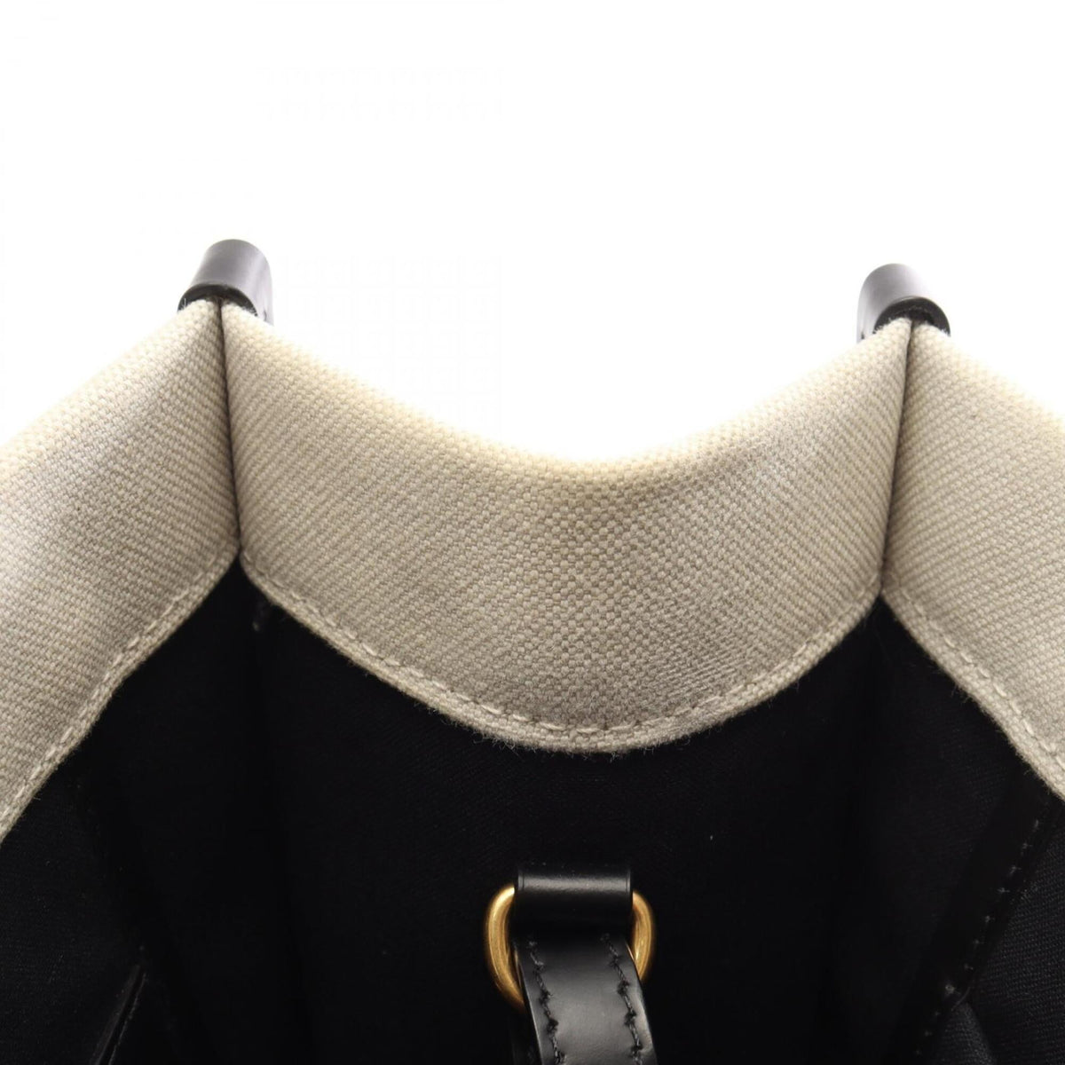Balenciaga Black Ivory Canvas Leather Handbag Tote Bag (Pre-Owned)