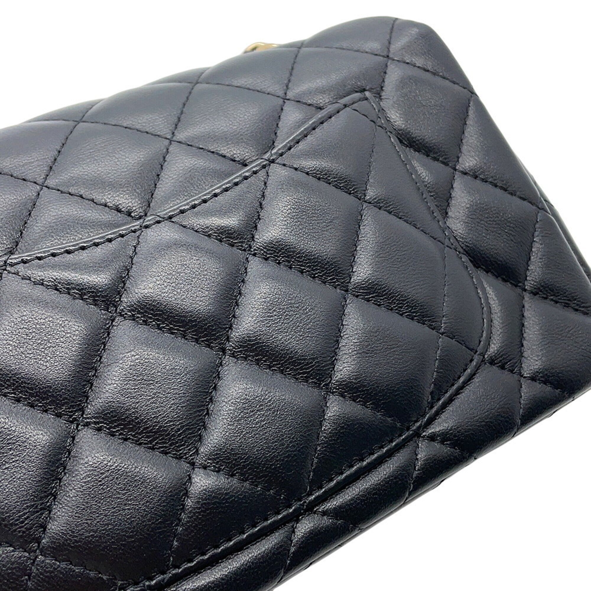 Chanel Matelasse Black Leather Handbag Shoulder Bag (Pre-Owned)