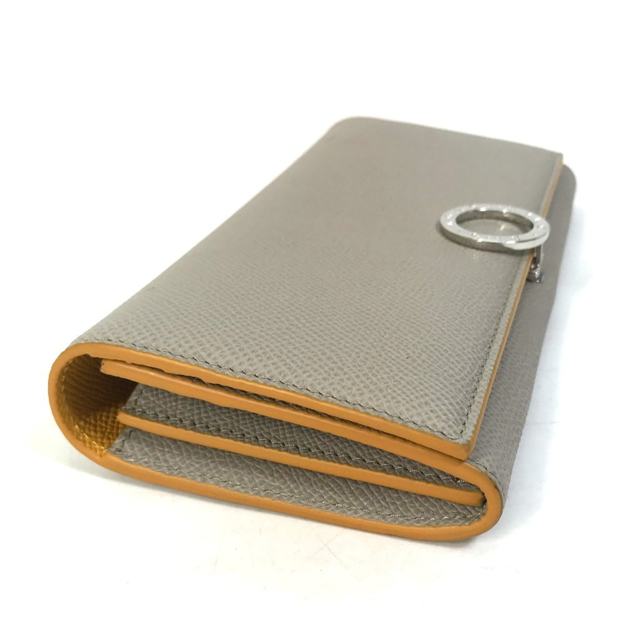 Bvlgari Gray Yellow Leather Long Wallet (Bi-Fold) (Pre-Owned)